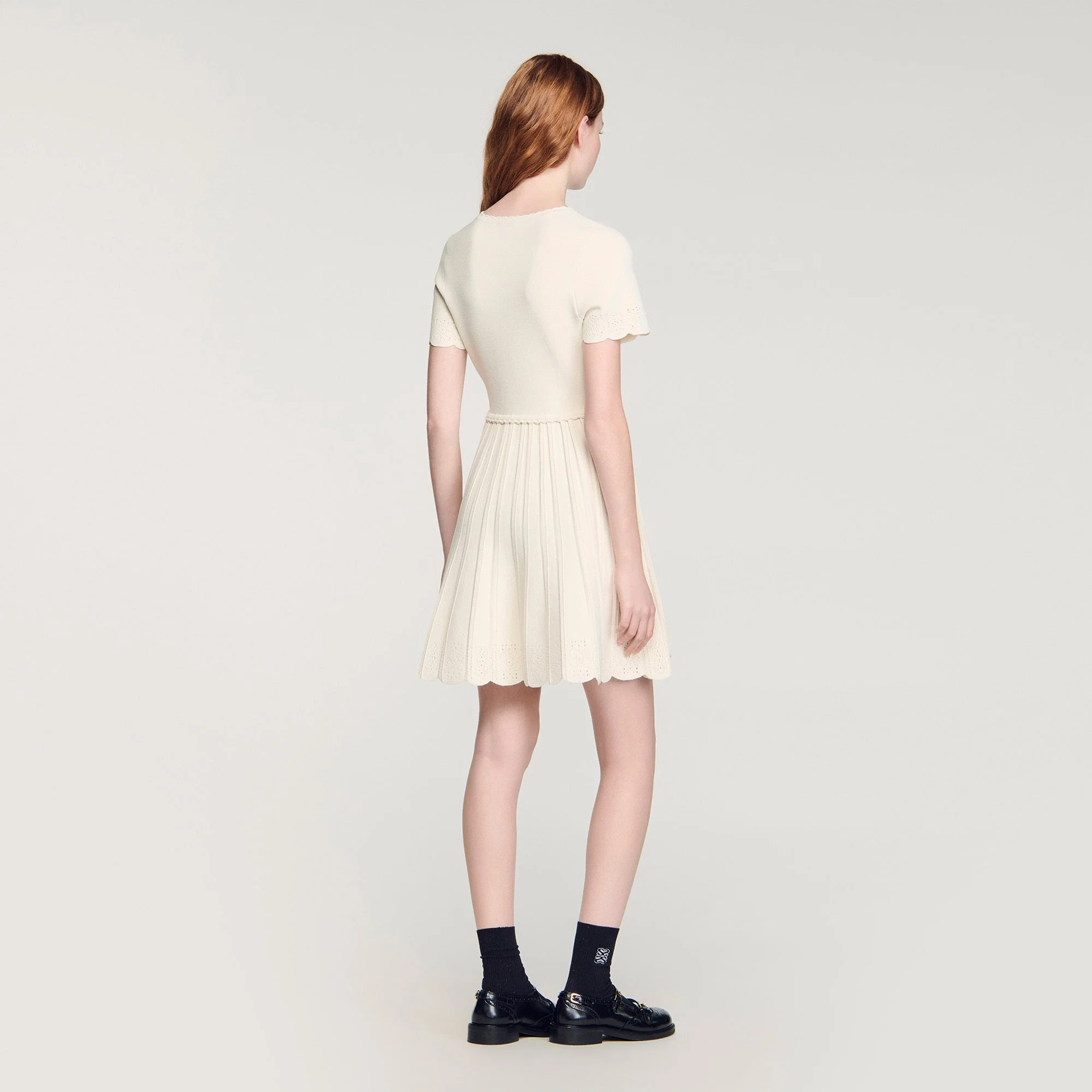 Gisele Pointelle Knit Short Dress Ecru - Image 5