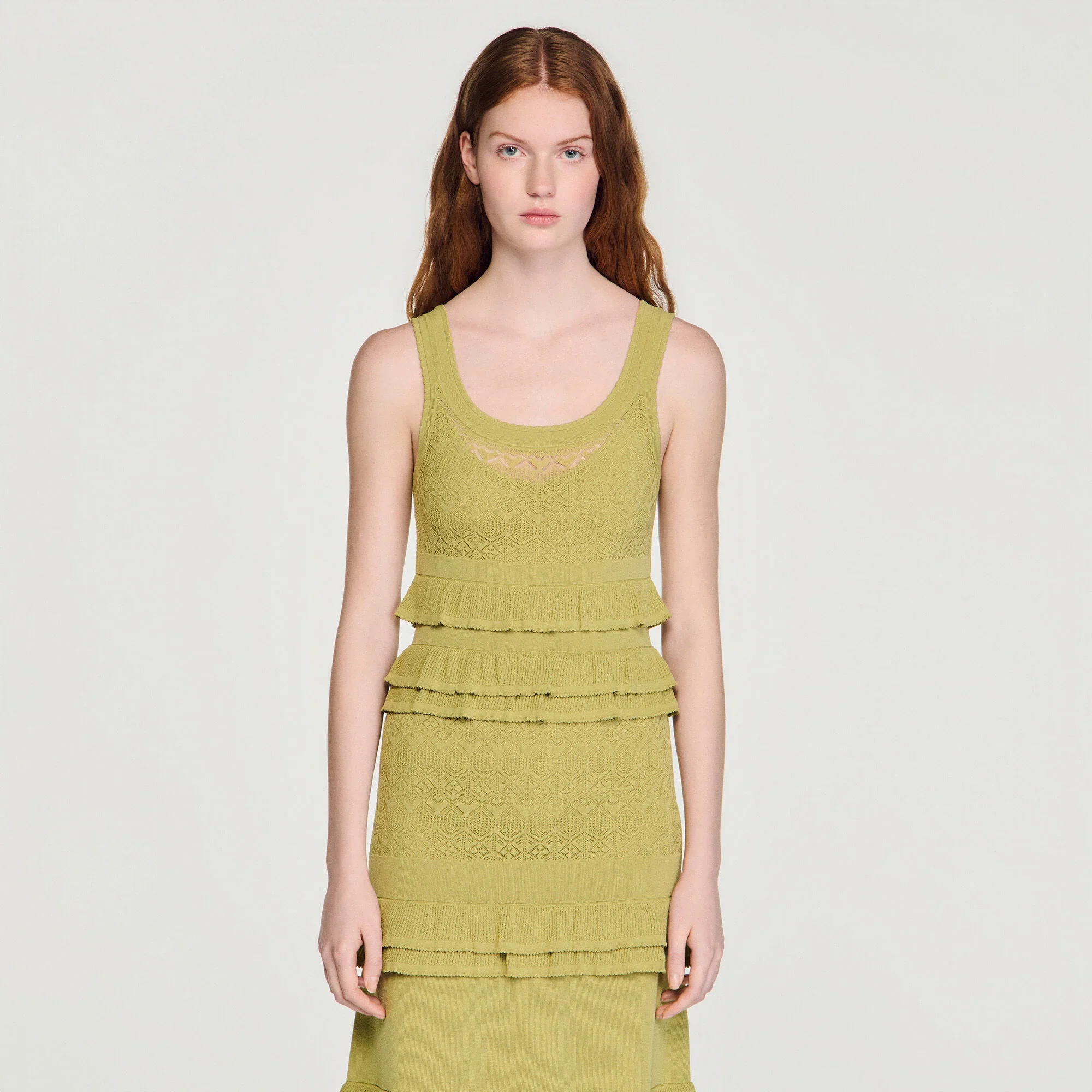 Coralina Ruffled Knit Maxi Dress Green - Image 4