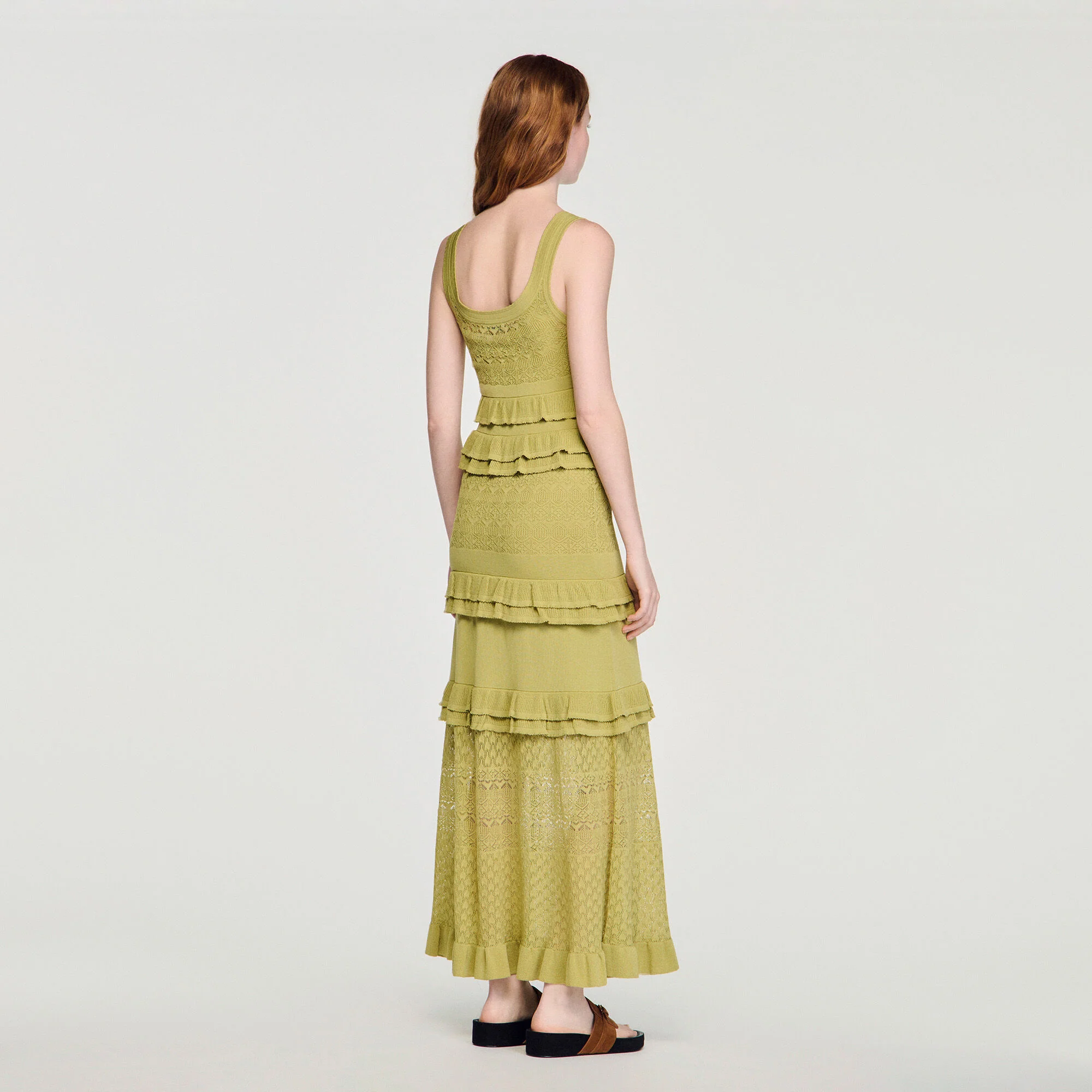 Coralina Ruffled Knit Maxi Dress Green - Image 5