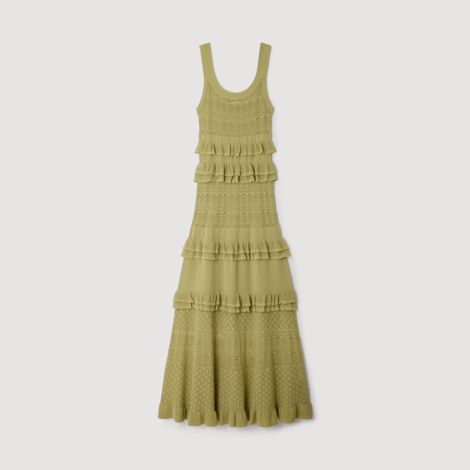 Coralina Ruffled Knit Maxi Dress Green - Image 6