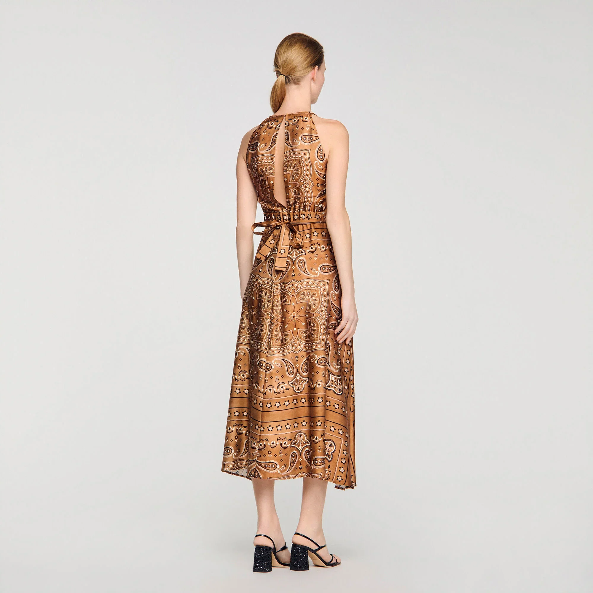 Melanie Bandana-Print Maxi Dress Brown / Black - Image 3