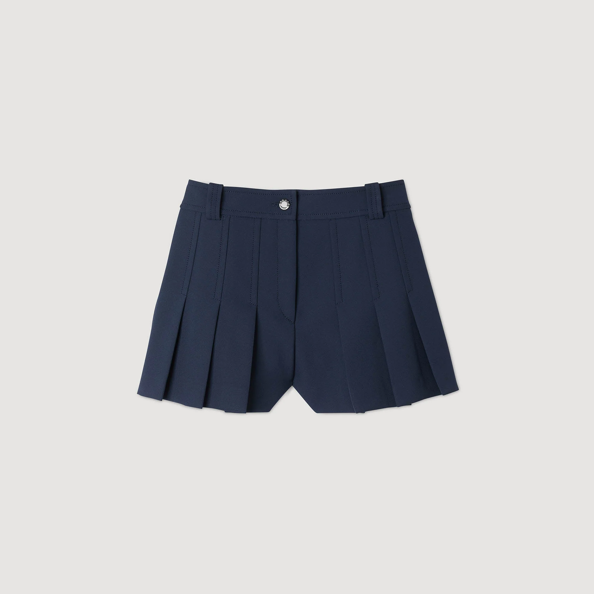 Soizig Tailored Pleated Shorts Navy Blue - Image 6