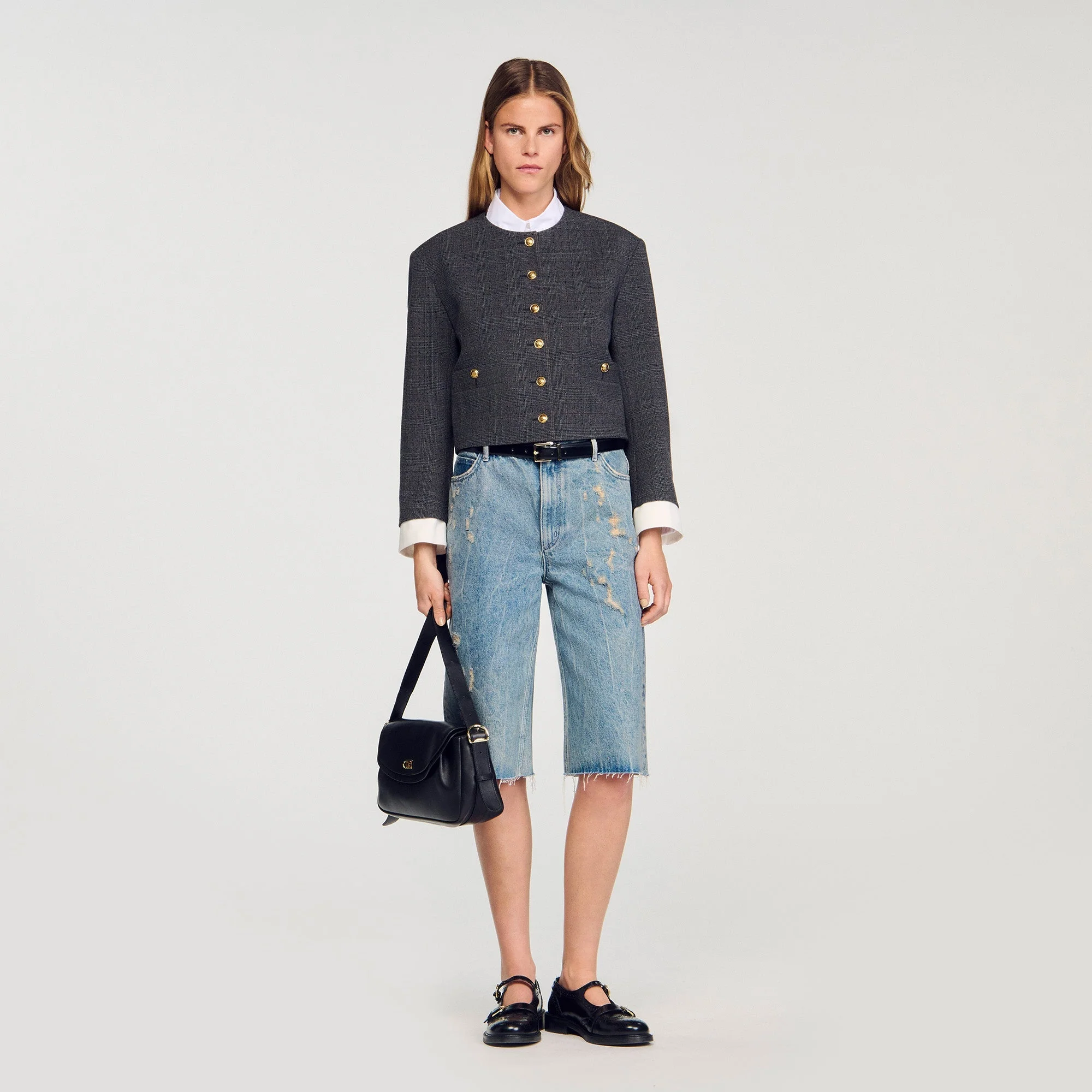 Lirio Distressed Denim Bermuda Shorts Blue Jean