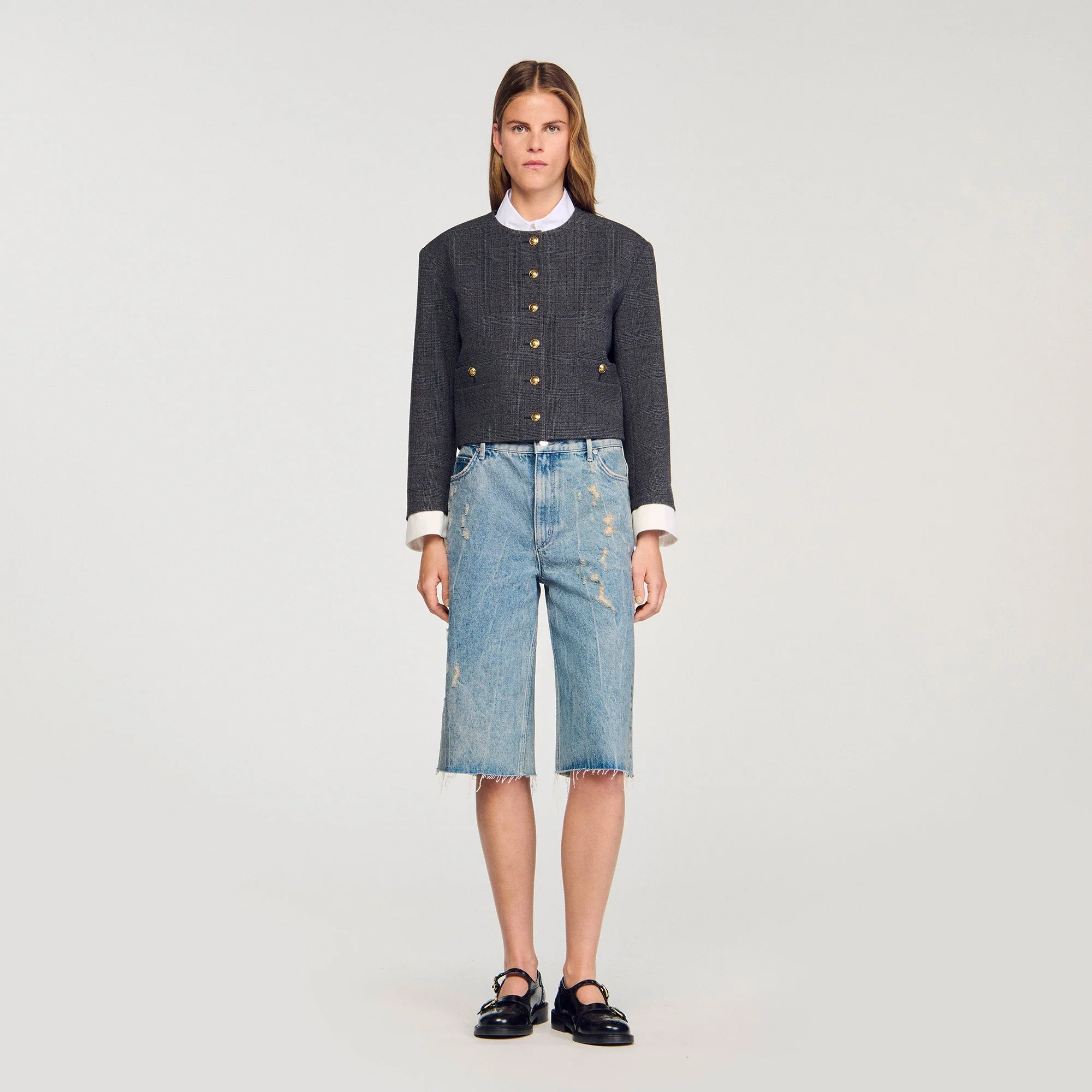 Lirio Distressed Denim Bermuda Shorts Blue Jean - Image 2