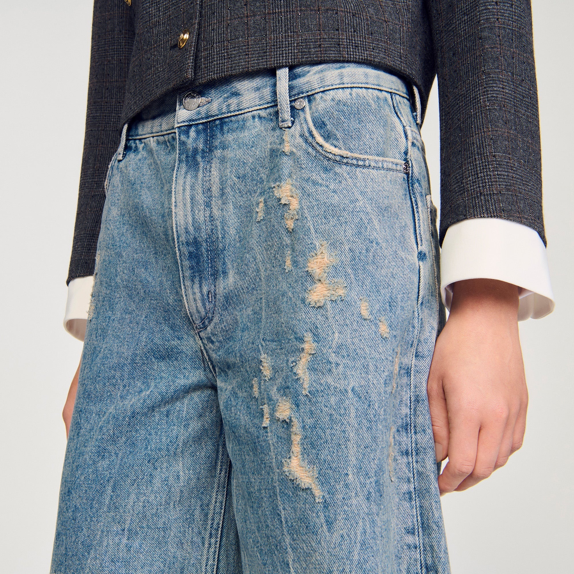 Lirio Distressed Denim Bermuda Shorts Blue Jean - Image 3