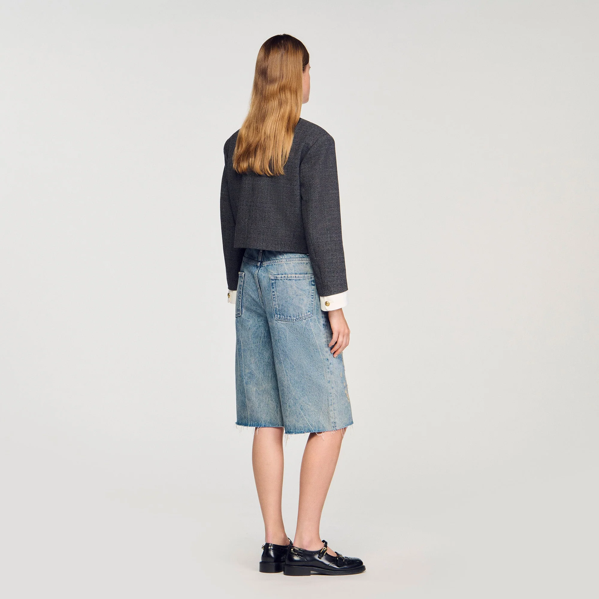 Lirio Distressed Denim Bermuda Shorts Blue Jean - Image 5