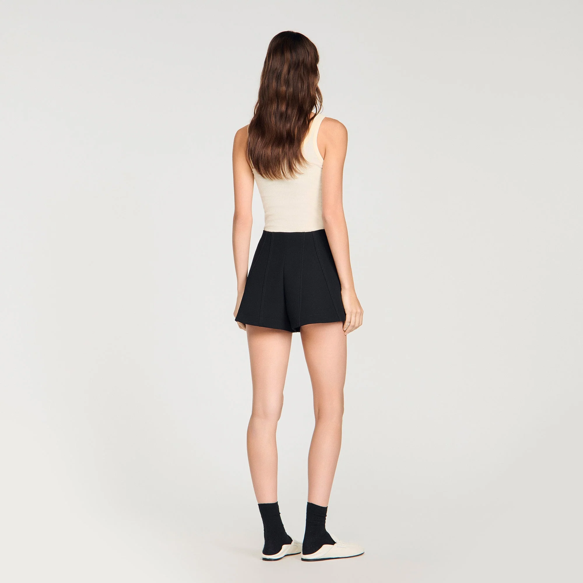 June Press-Stud Flared Shorts Black - Image 5