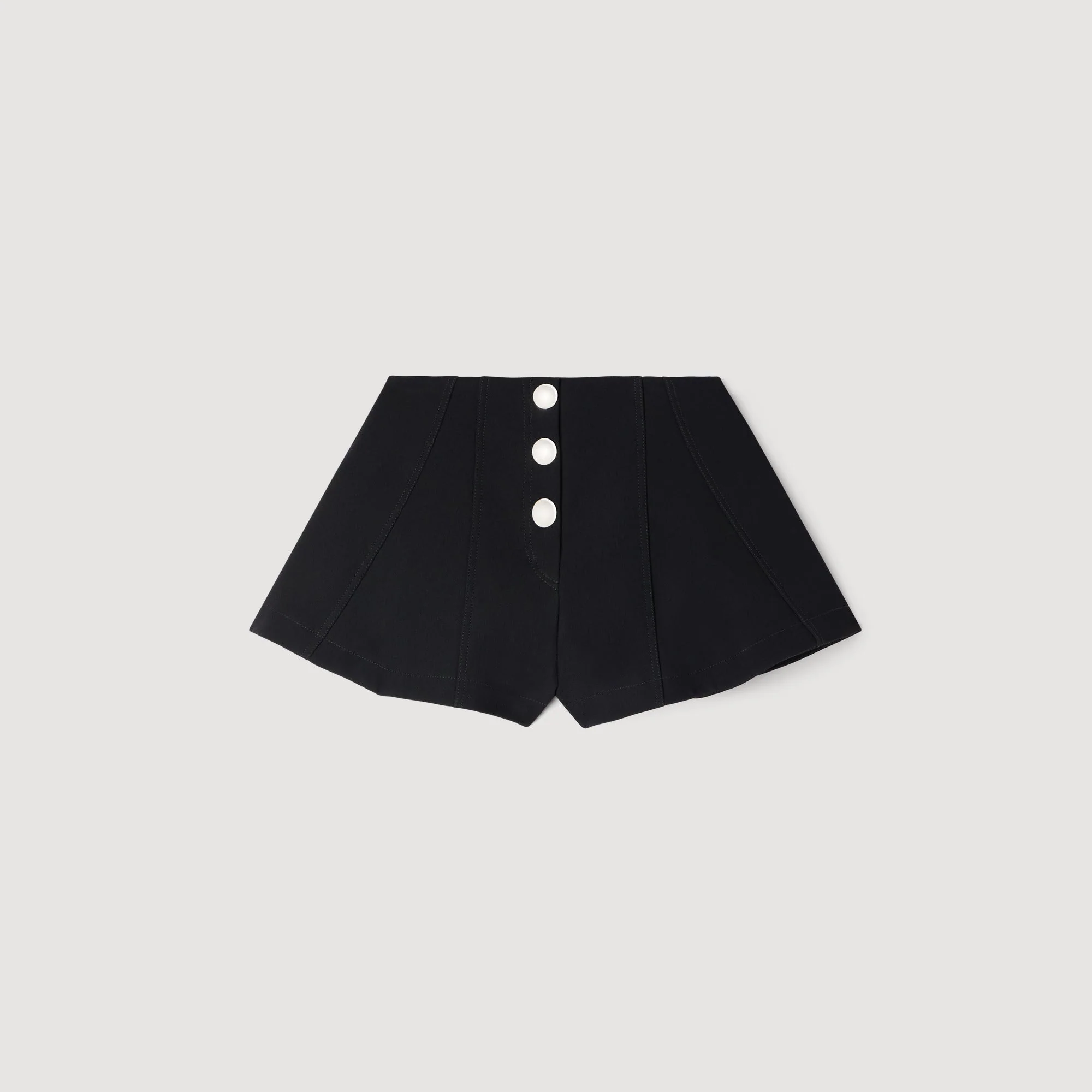 June Press-Stud Flared Shorts Black - Image 6