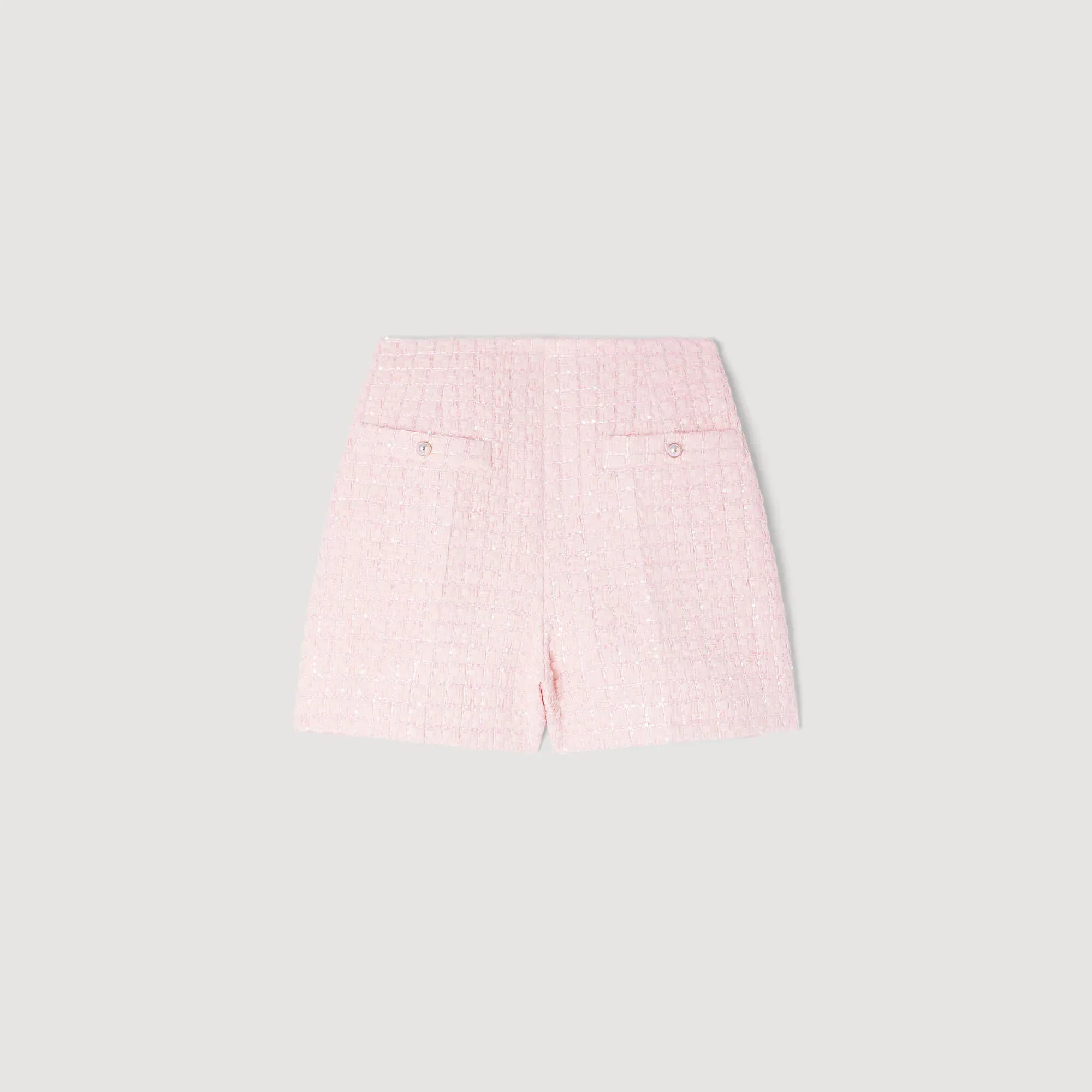 Demilys Sequin Check Tweed Shorts Pink - Image 6