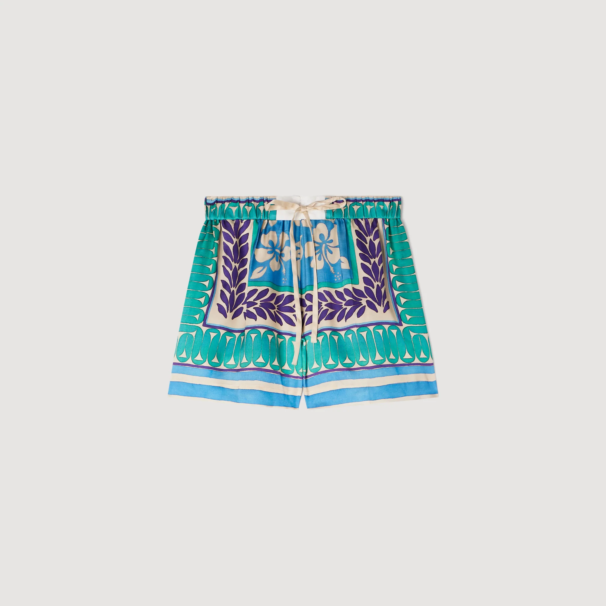 Solane Short Floral Print Shorts Green / Purple - Image 6
