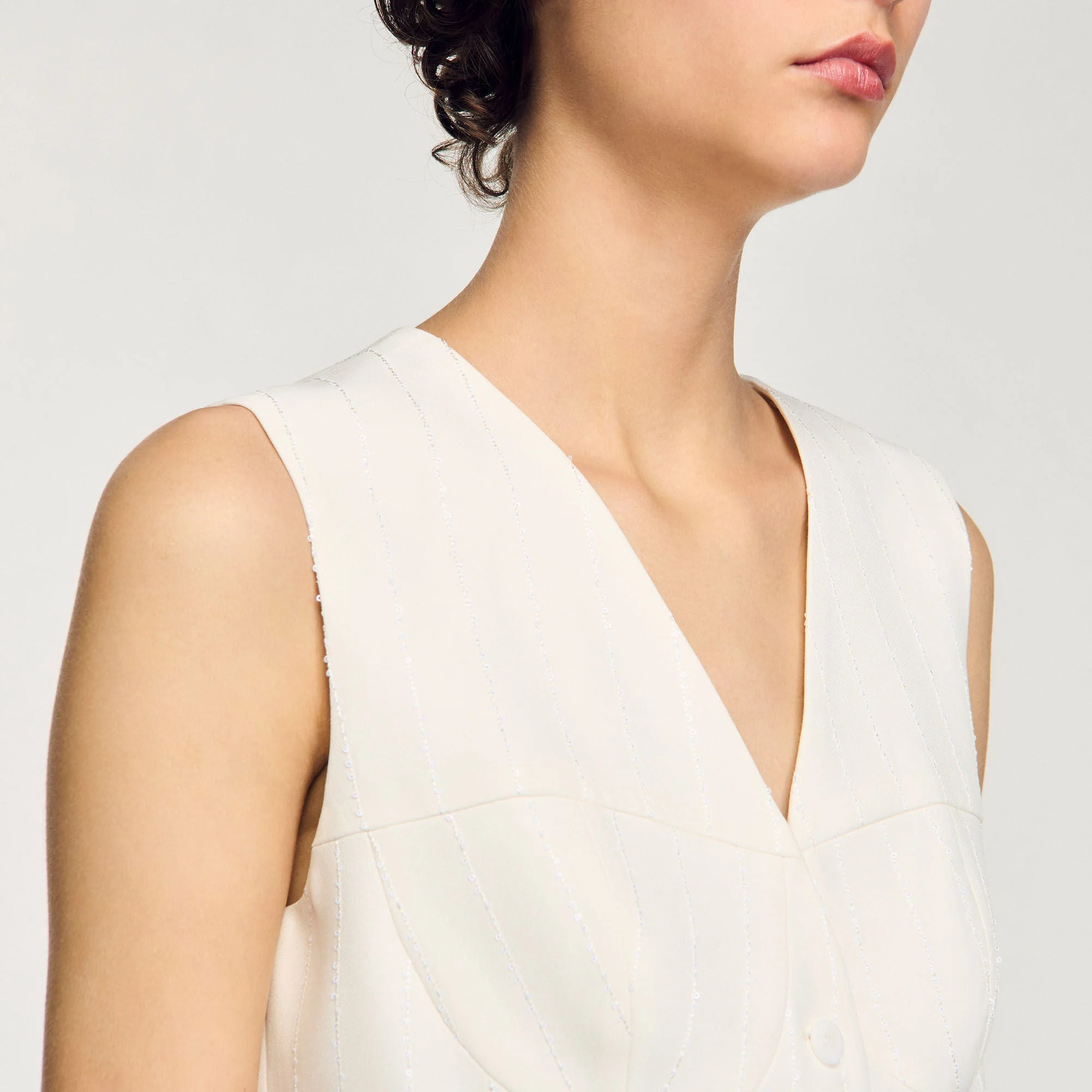 Madeleine Sequin Cropped Jacket Ecru - Image 3