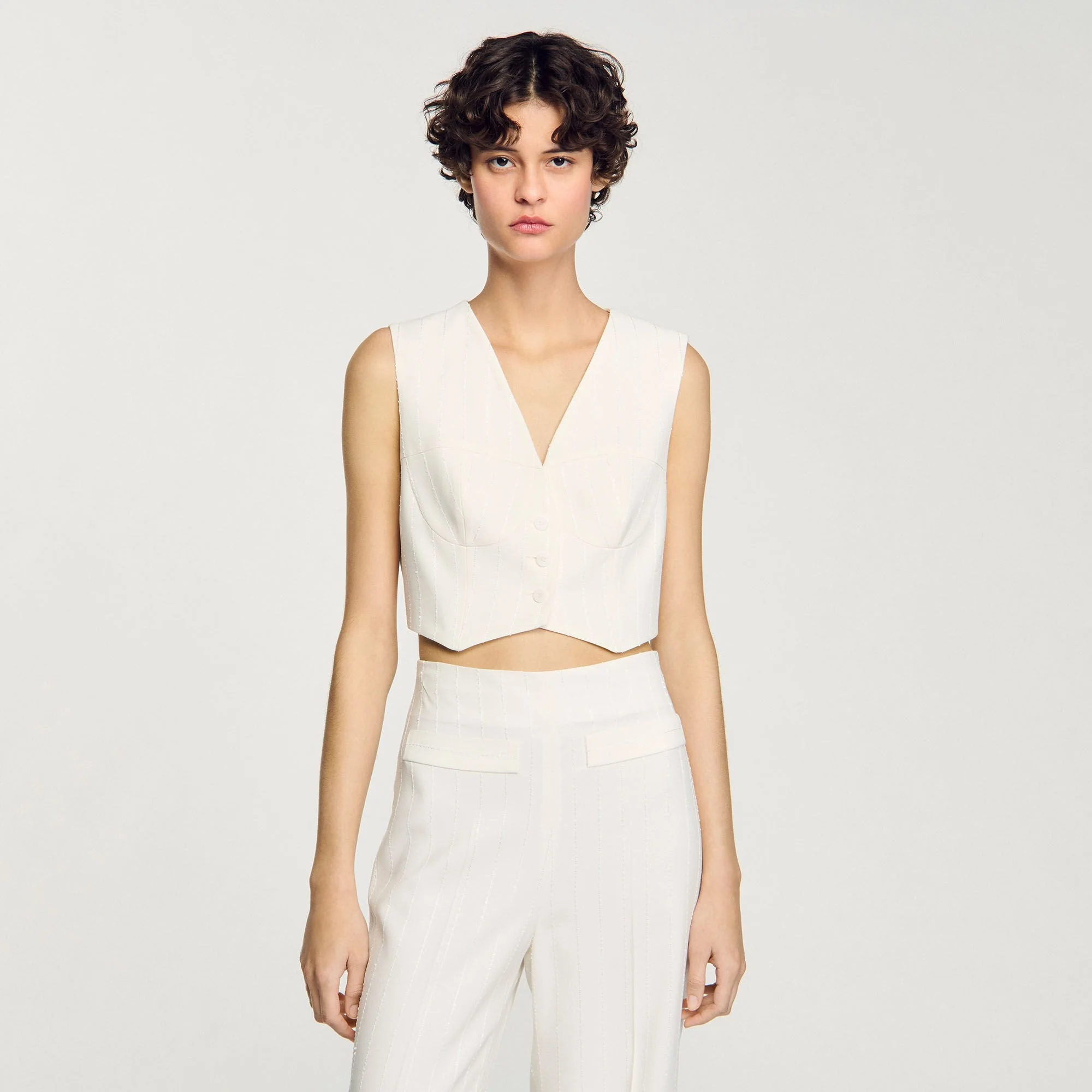 Madeleine Sequin Cropped Jacket Ecru - Image 4
