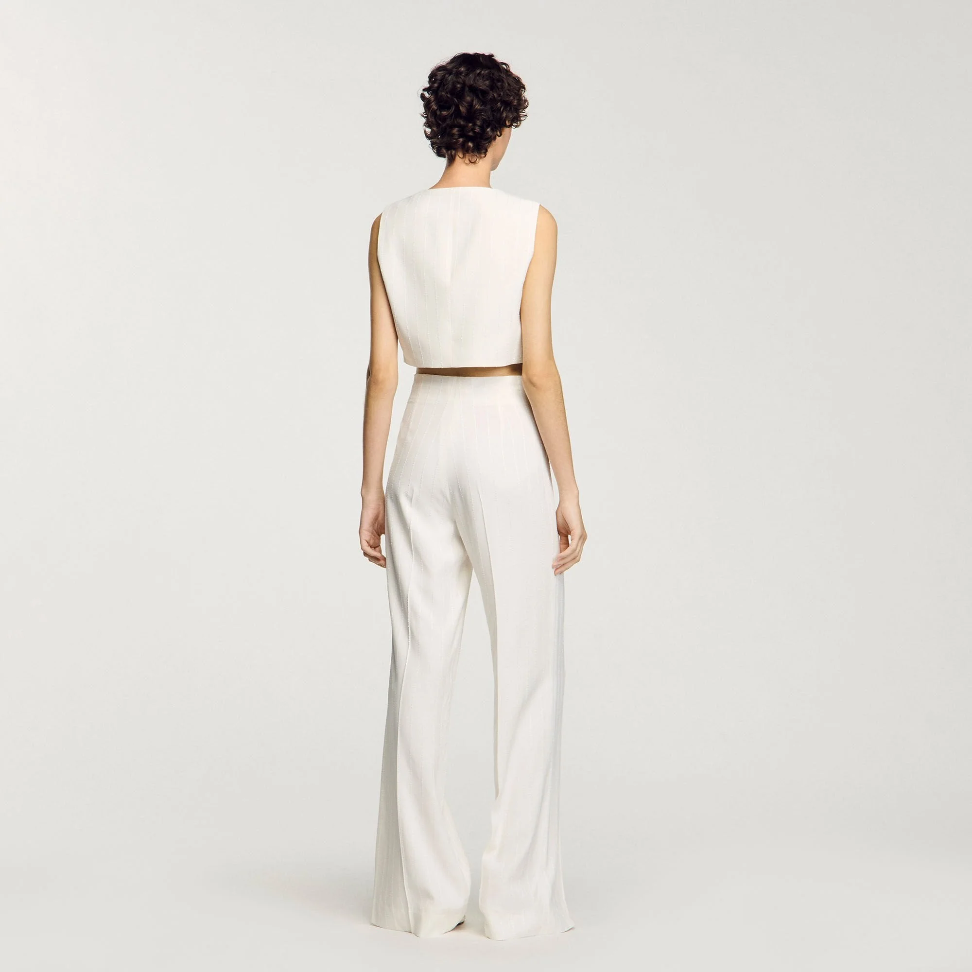 Madeleine Sequin Cropped Jacket Ecru - Image 5
