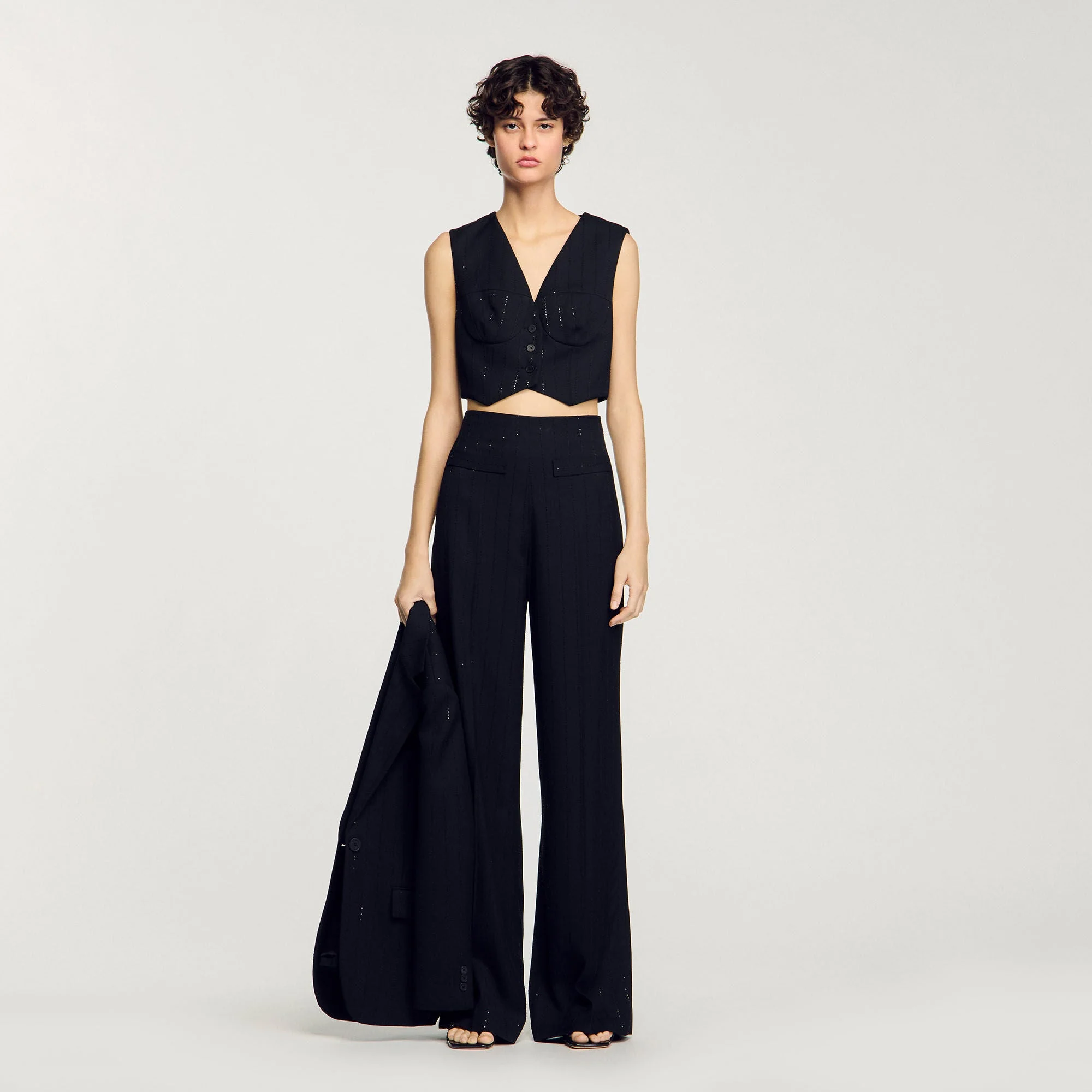 Madeleine Sequin Cropped Jacket Black