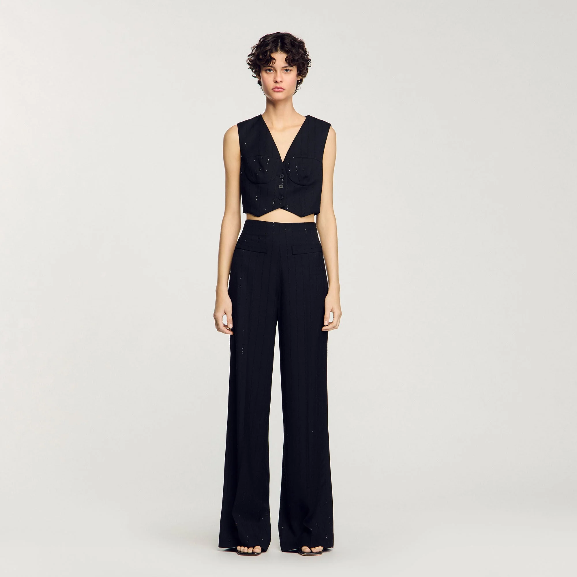 Madeleine Sequin Cropped Jacket Black - Image 2