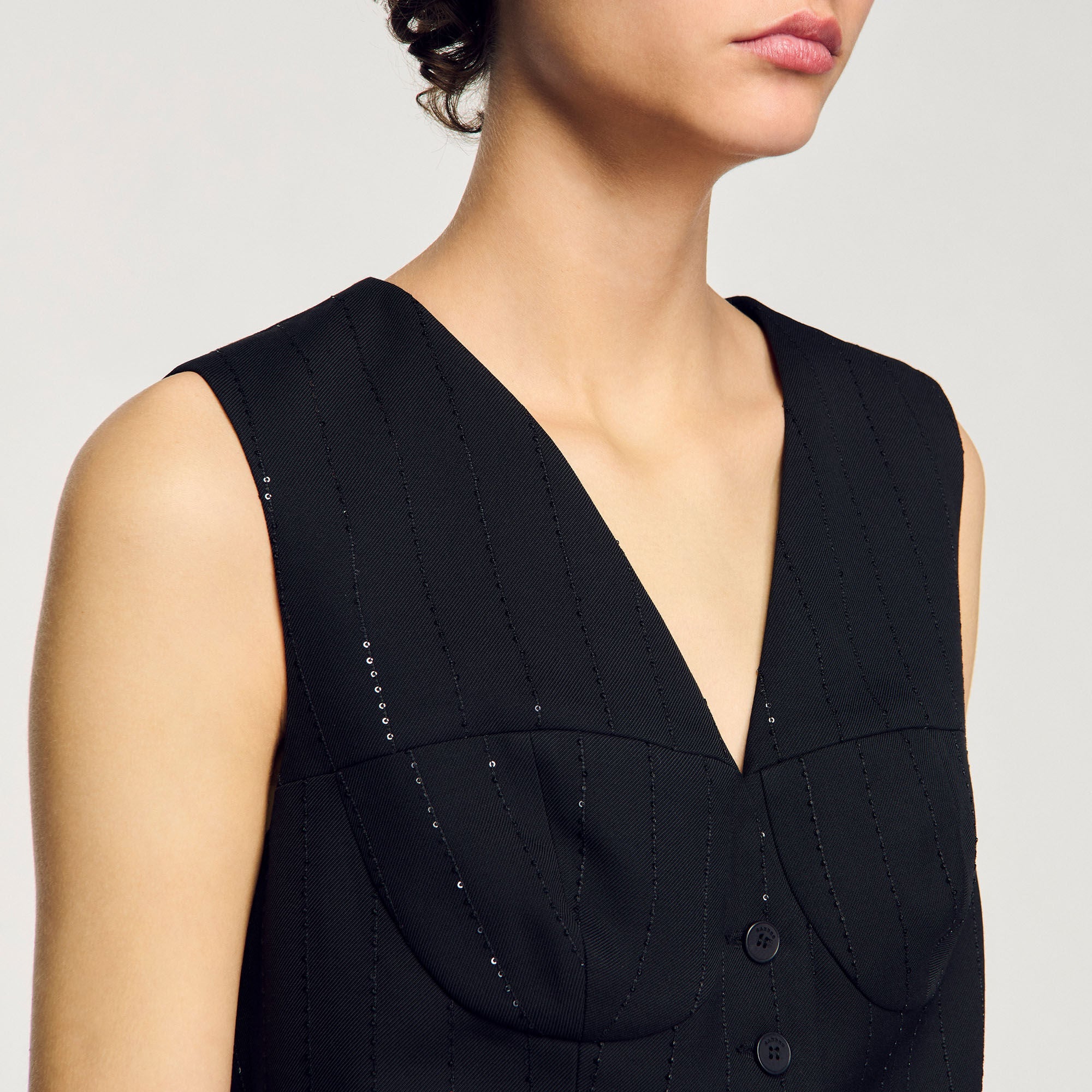 Madeleine Sequin Cropped Jacket Black - Image 3