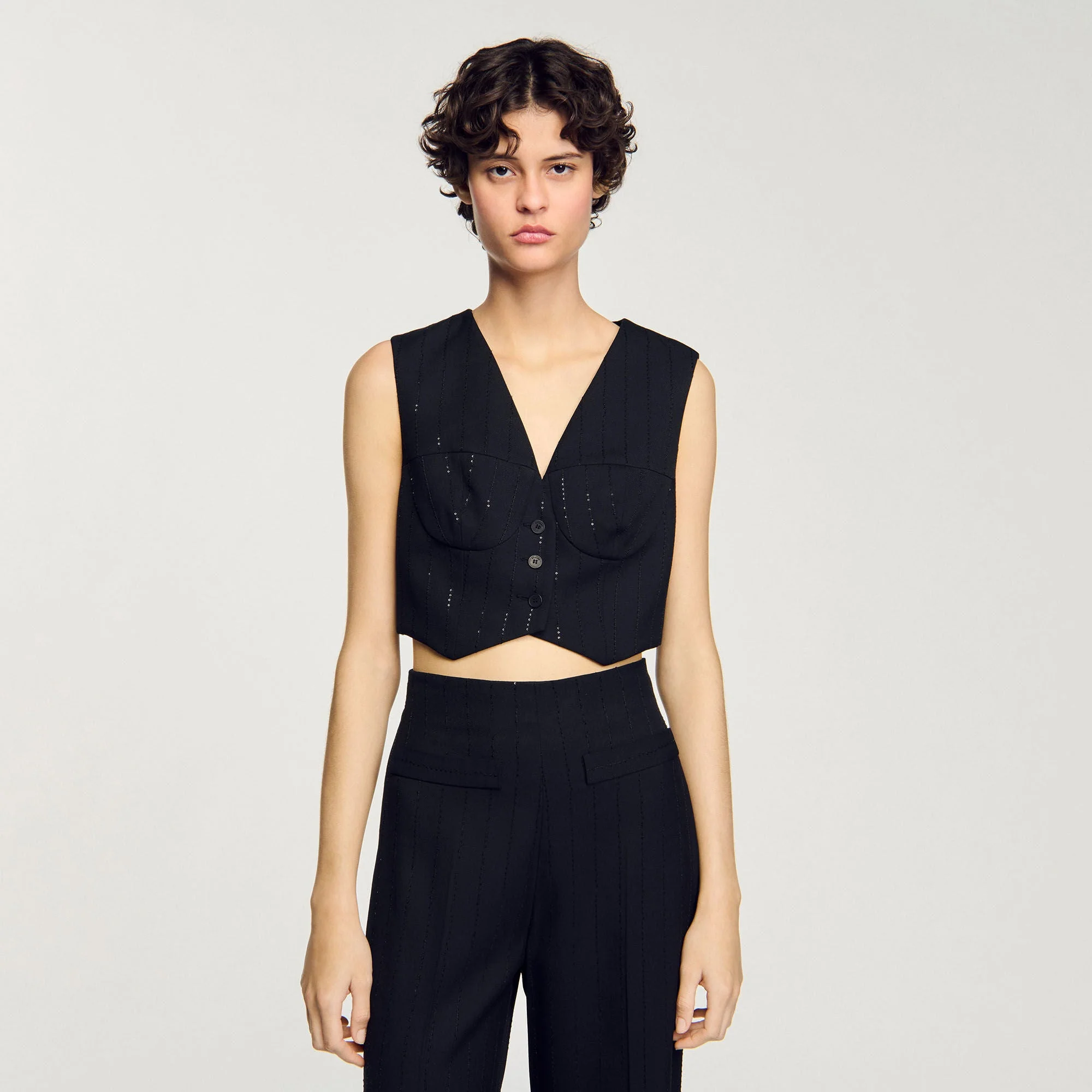 Madeleine Sequin Cropped Jacket Black - Image 4