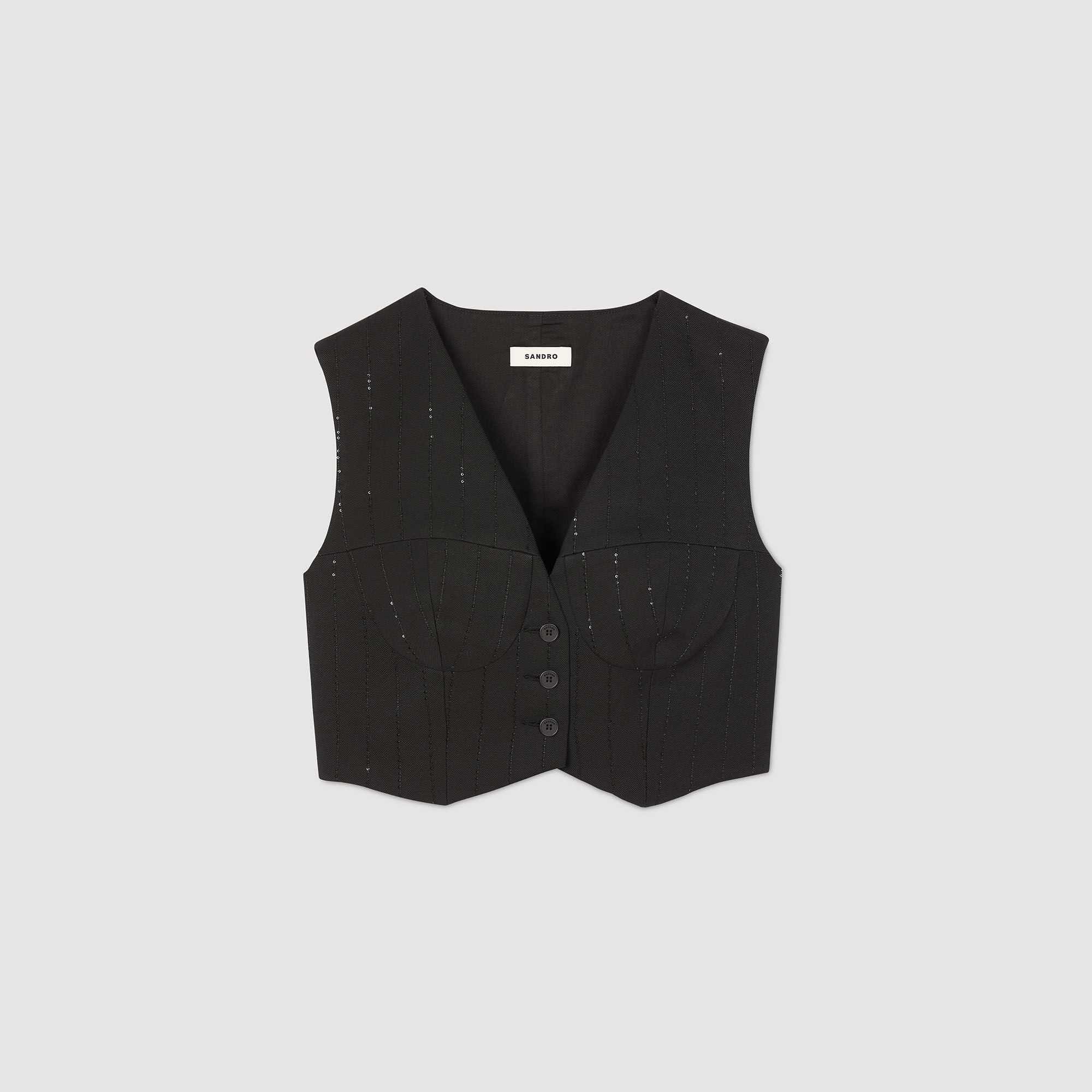 Madeleine Sequin Cropped Jacket Black - Image 6