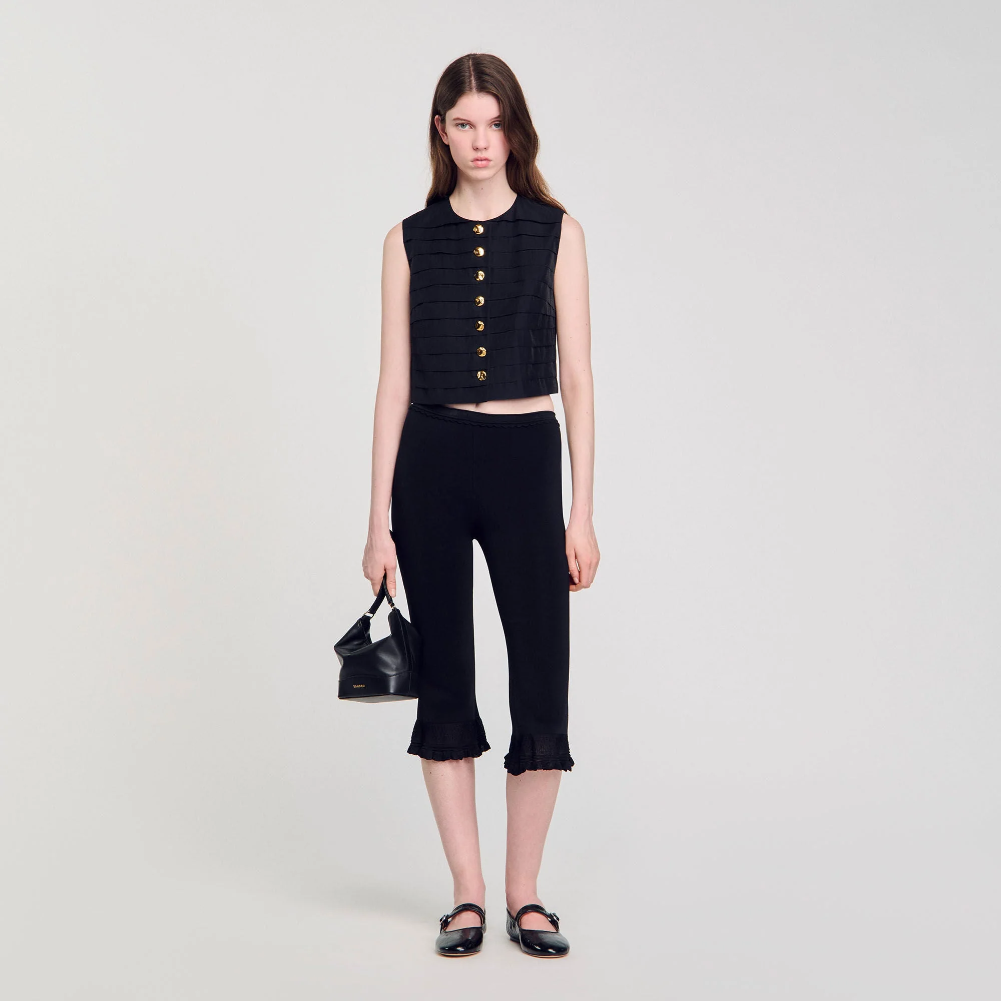Eilat Pleated Crop Top Black