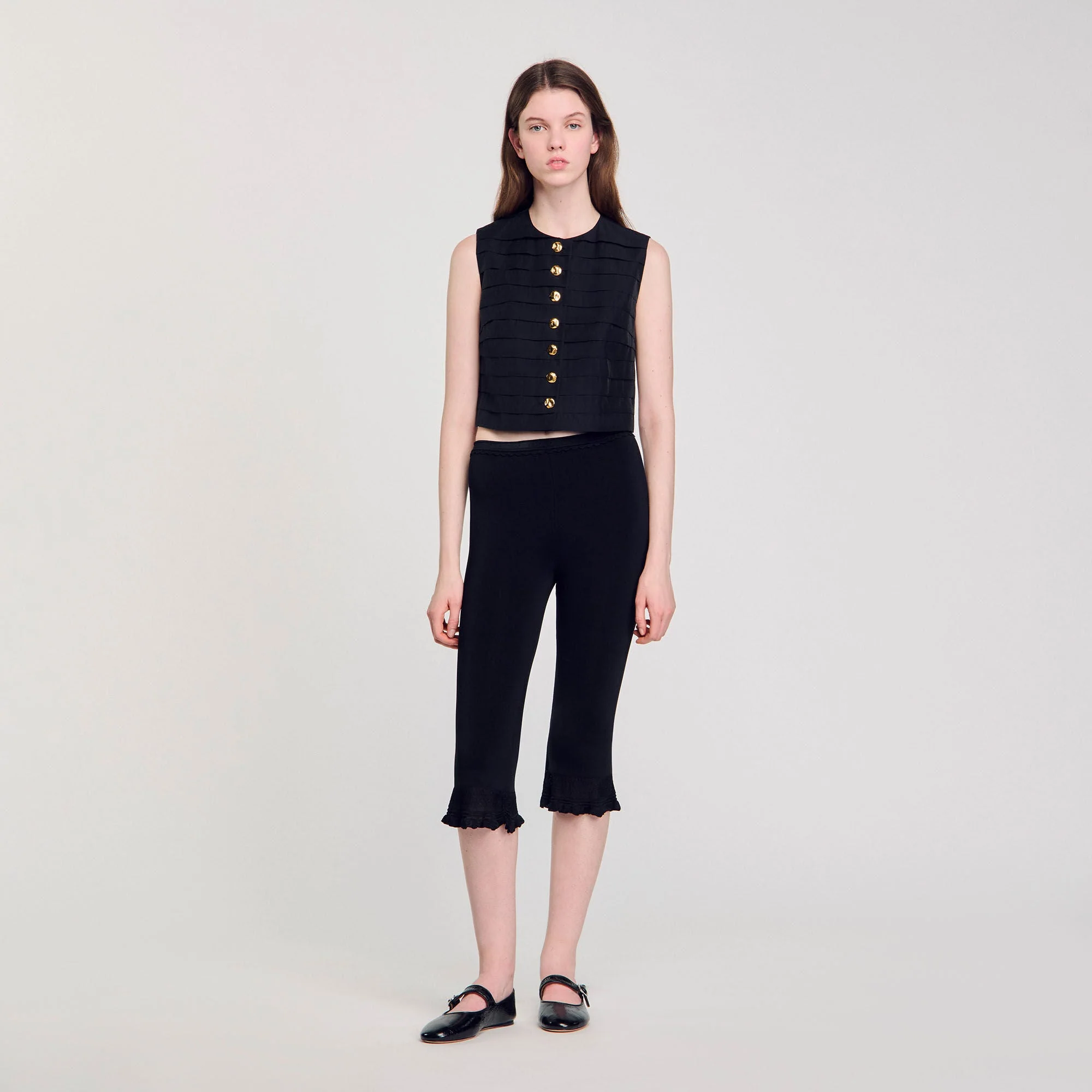 Eilat Pleated Crop Top Black - Image 2