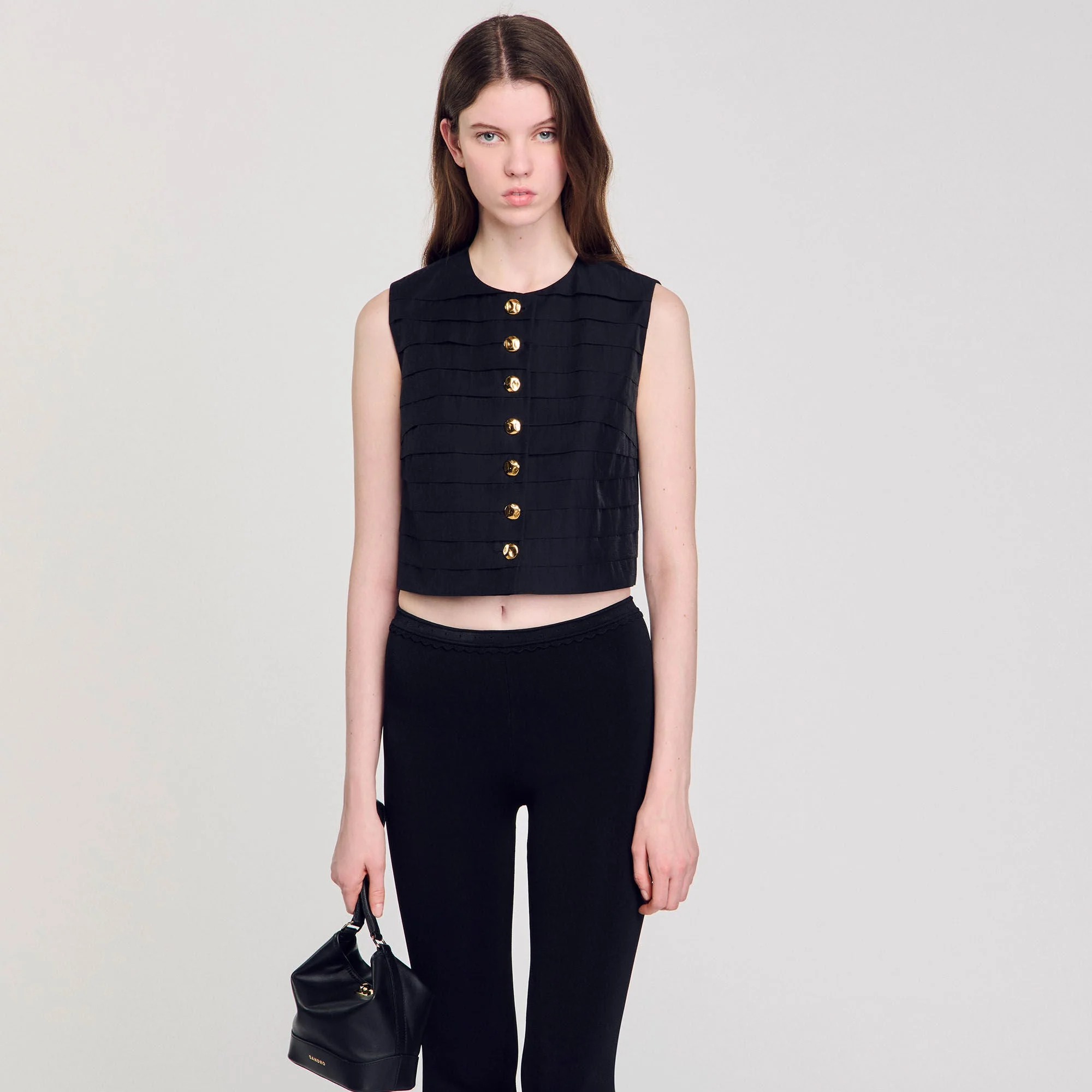 Eilat Pleated Crop Top Black - Image 4