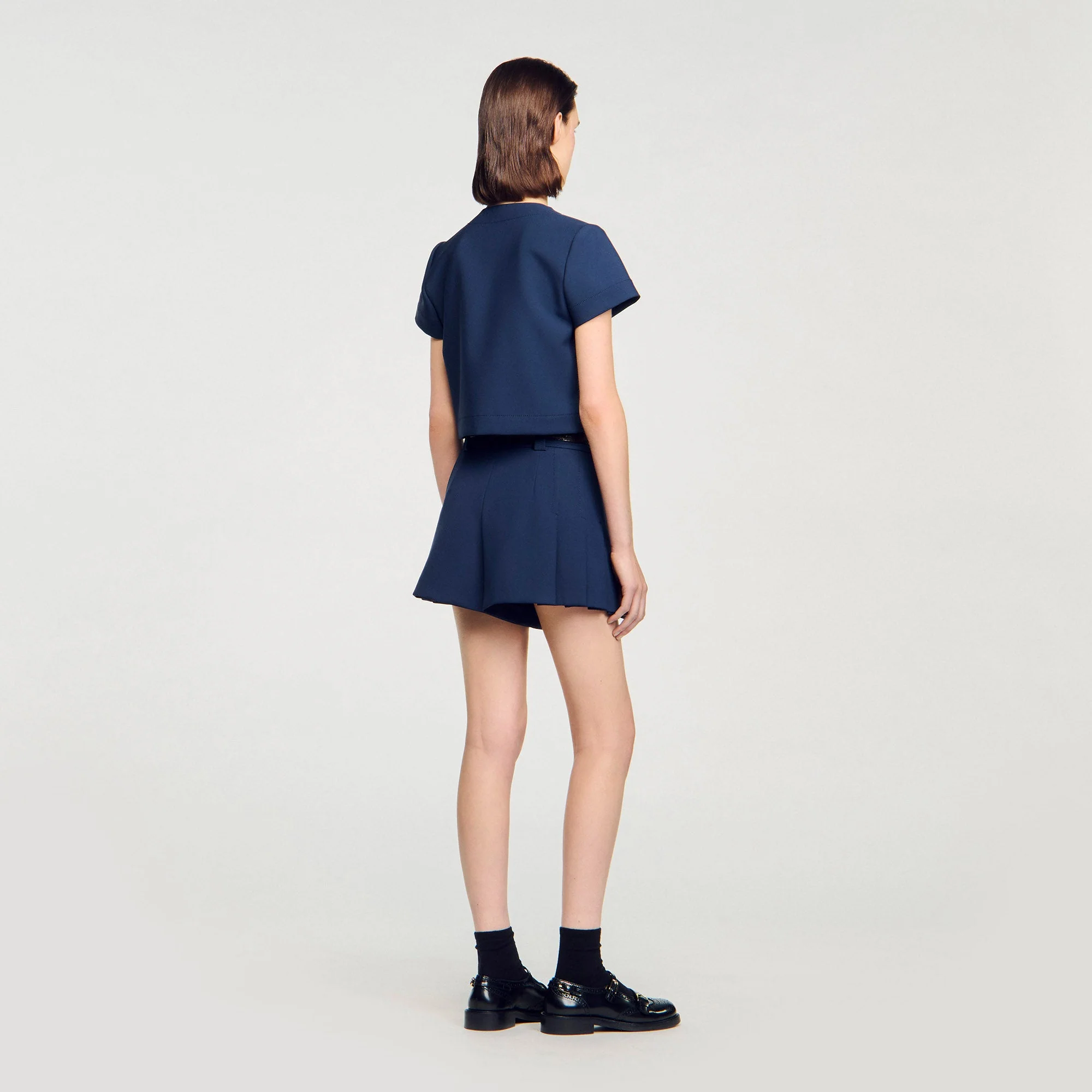 Elianna Buttoned Crop Top Navy Blue - Image 3