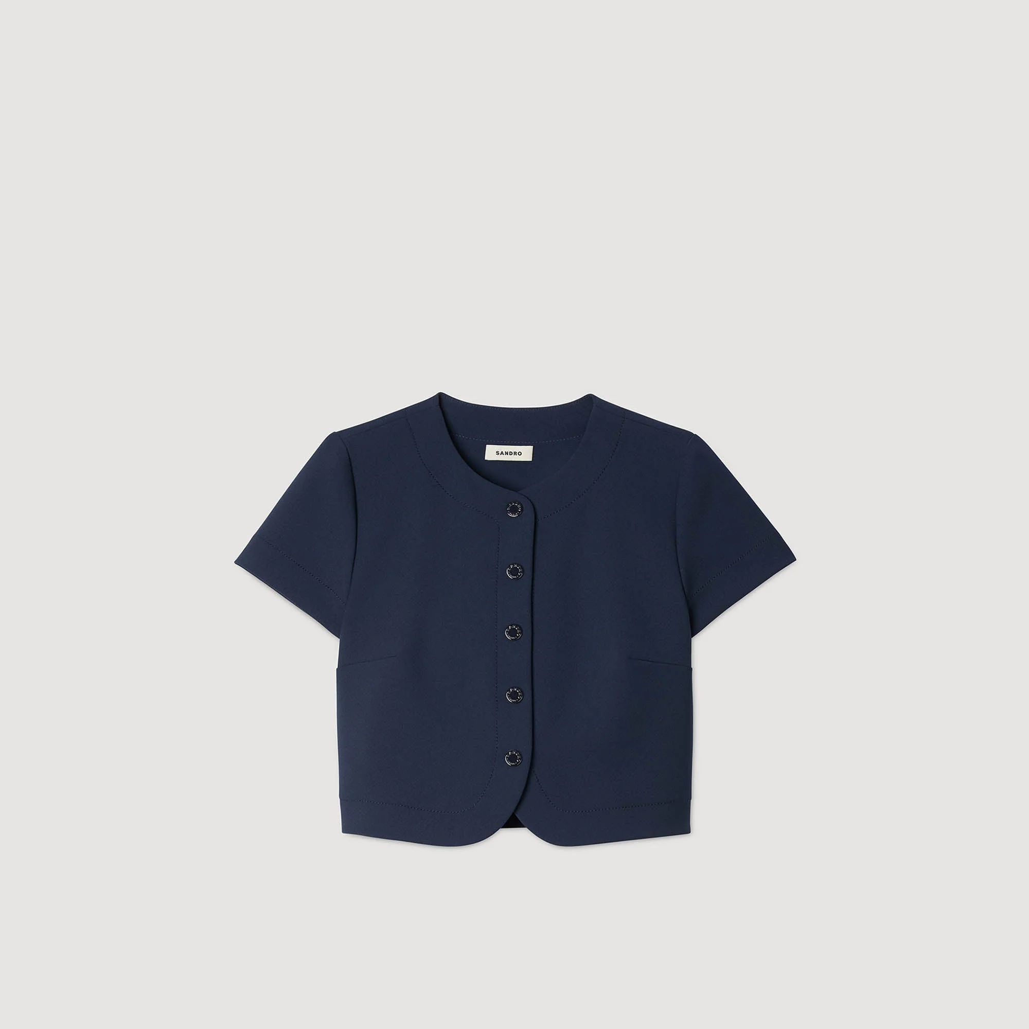 Elianna Buttoned Crop Top Navy Blue - Image 6