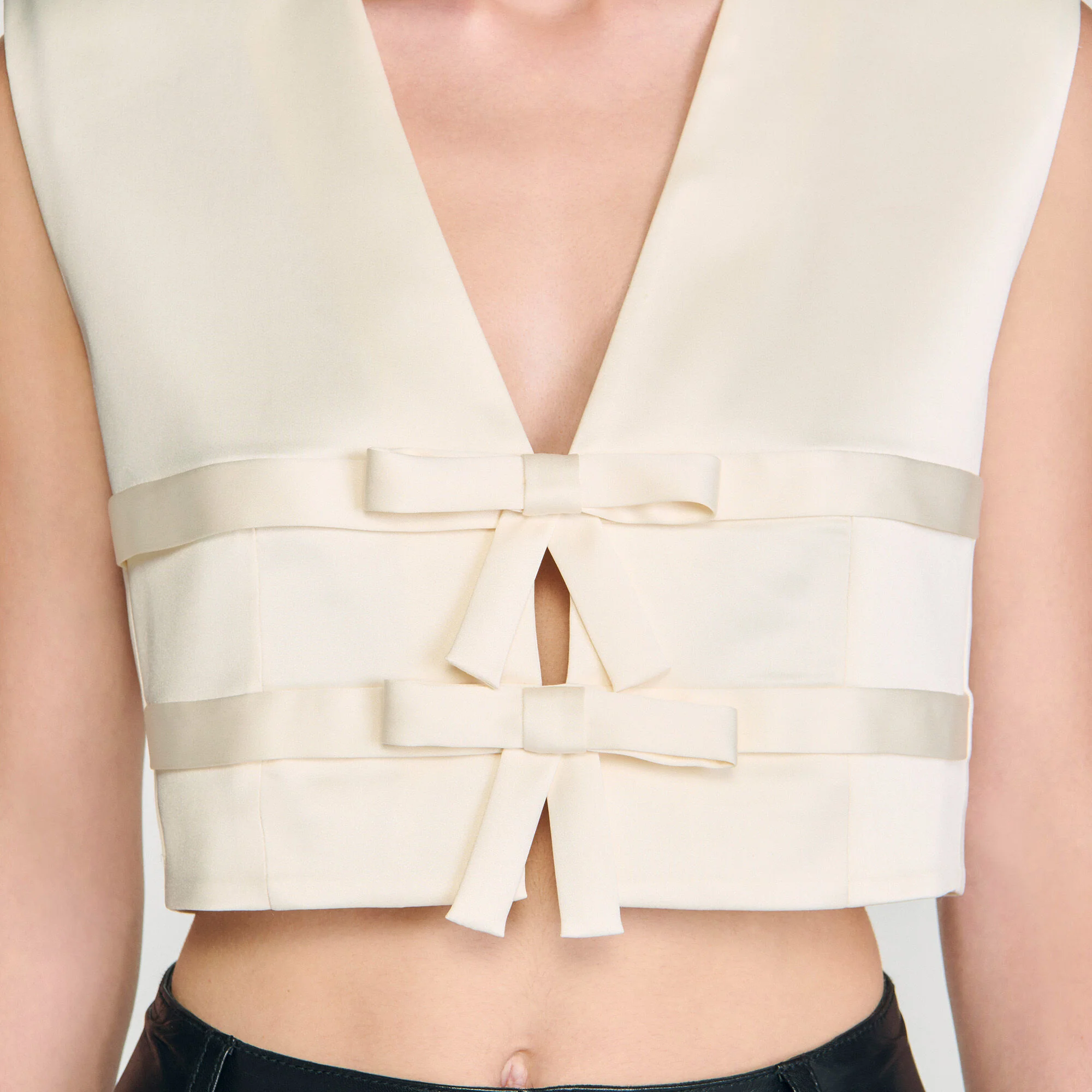 Auteuil Satin Crop Top Ecru - Image 3