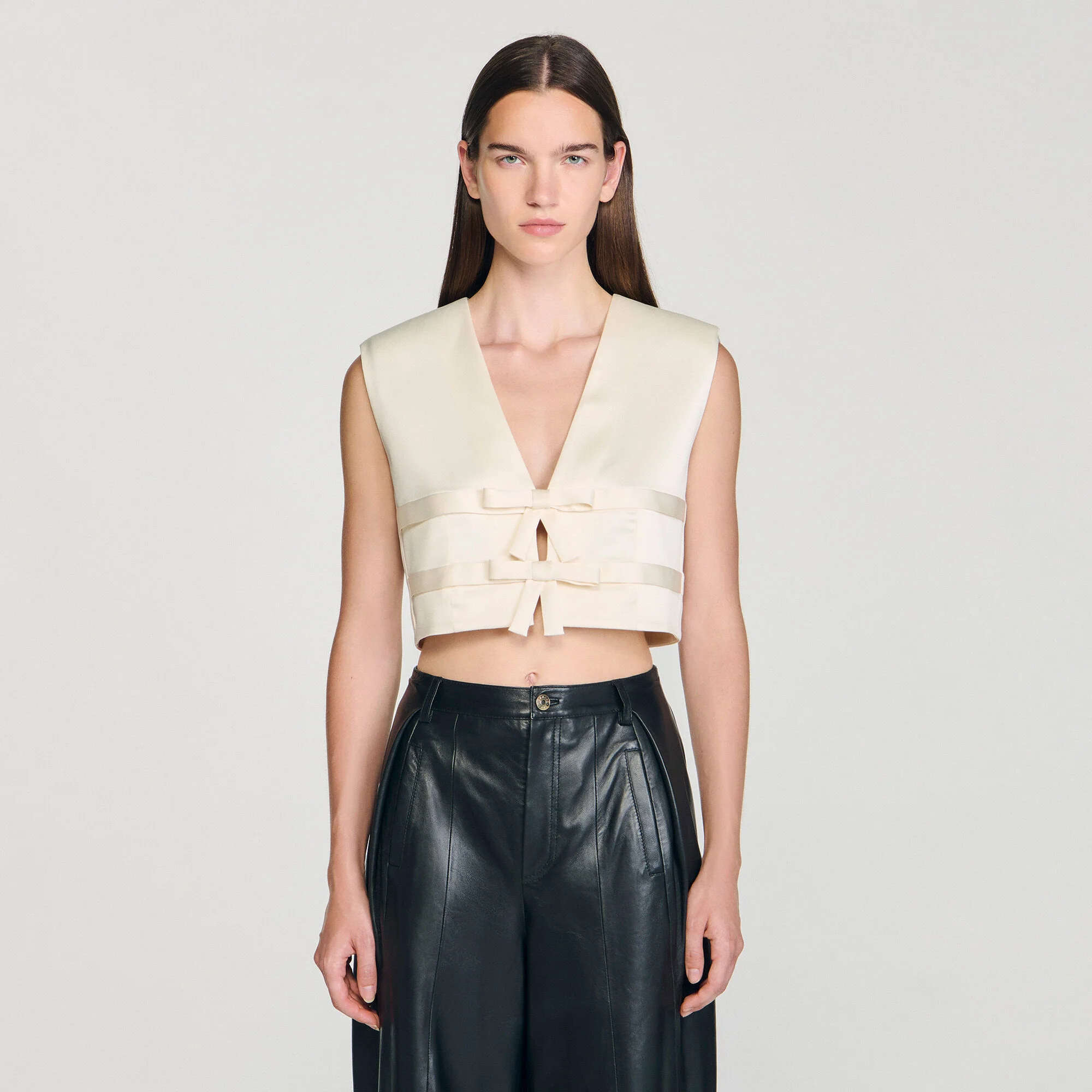 Auteuil Satin Crop Top Ecru - Image 4