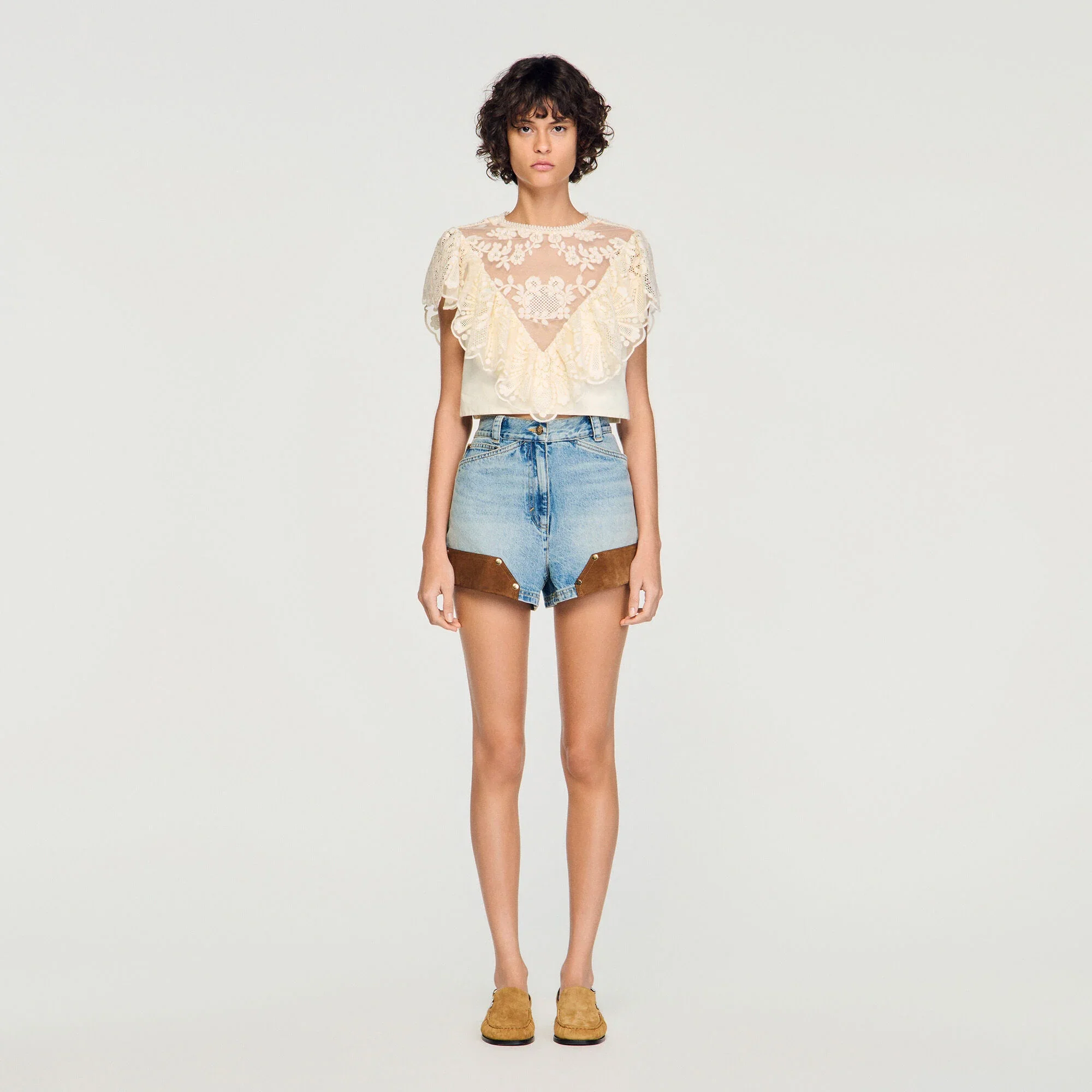 Lavandin Floral Guipure Crop Top Vanilla - Image 2