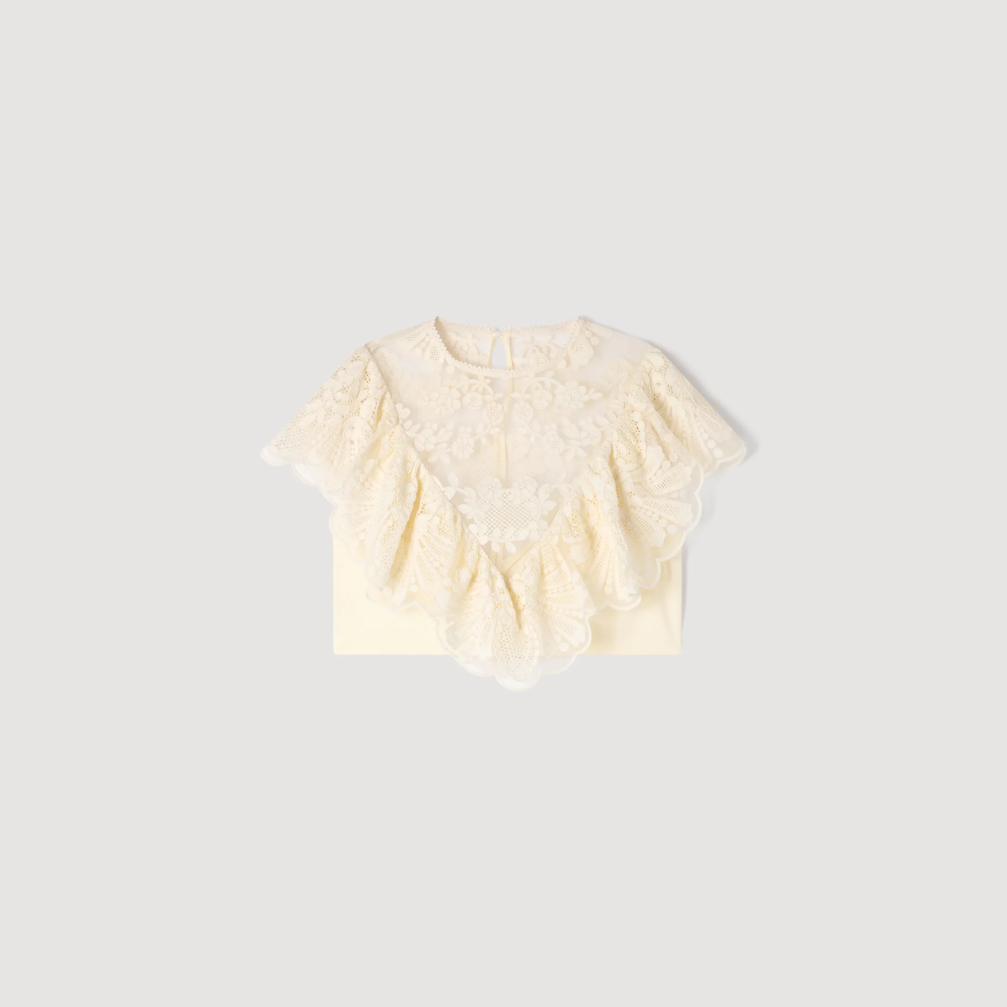 Lavandin Floral Guipure Crop Top Vanilla - Image 6