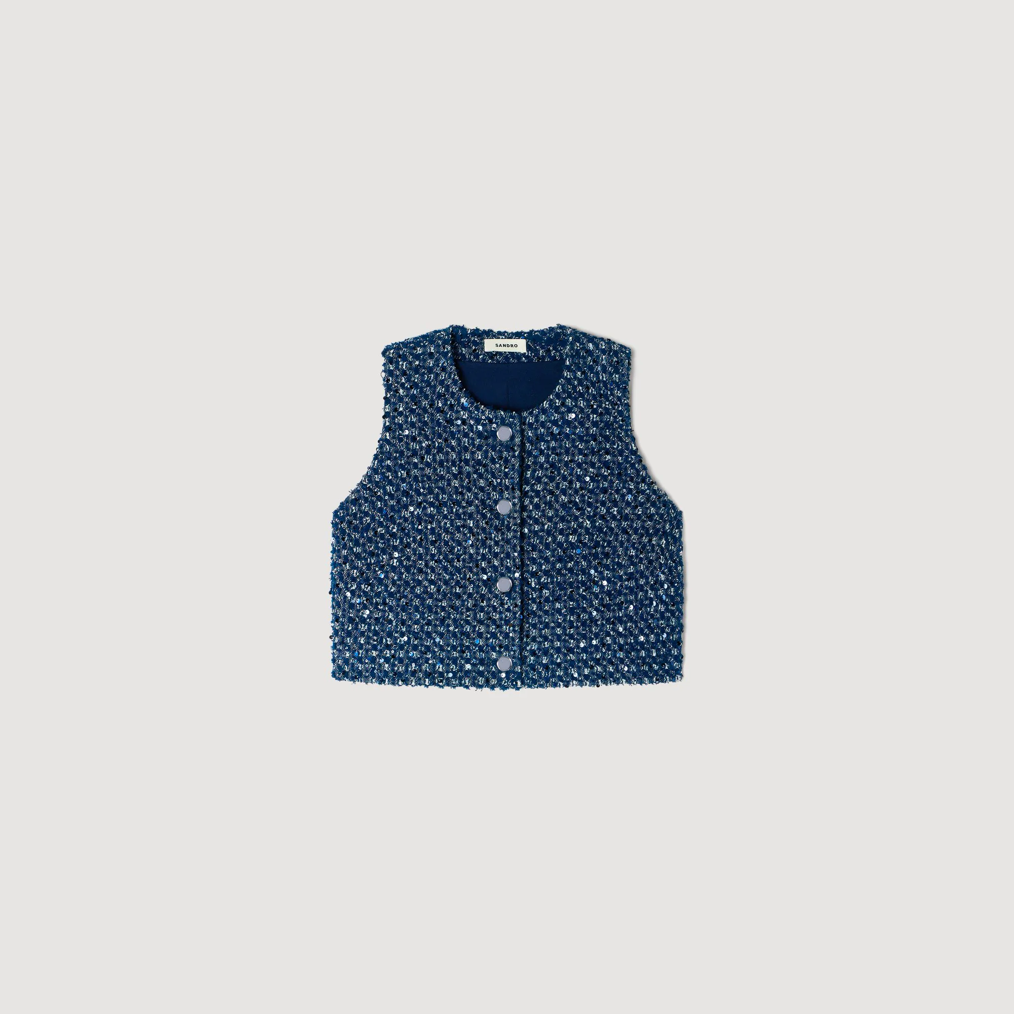 Bellamy Sequin Crop Top Navy Blue - Image 6