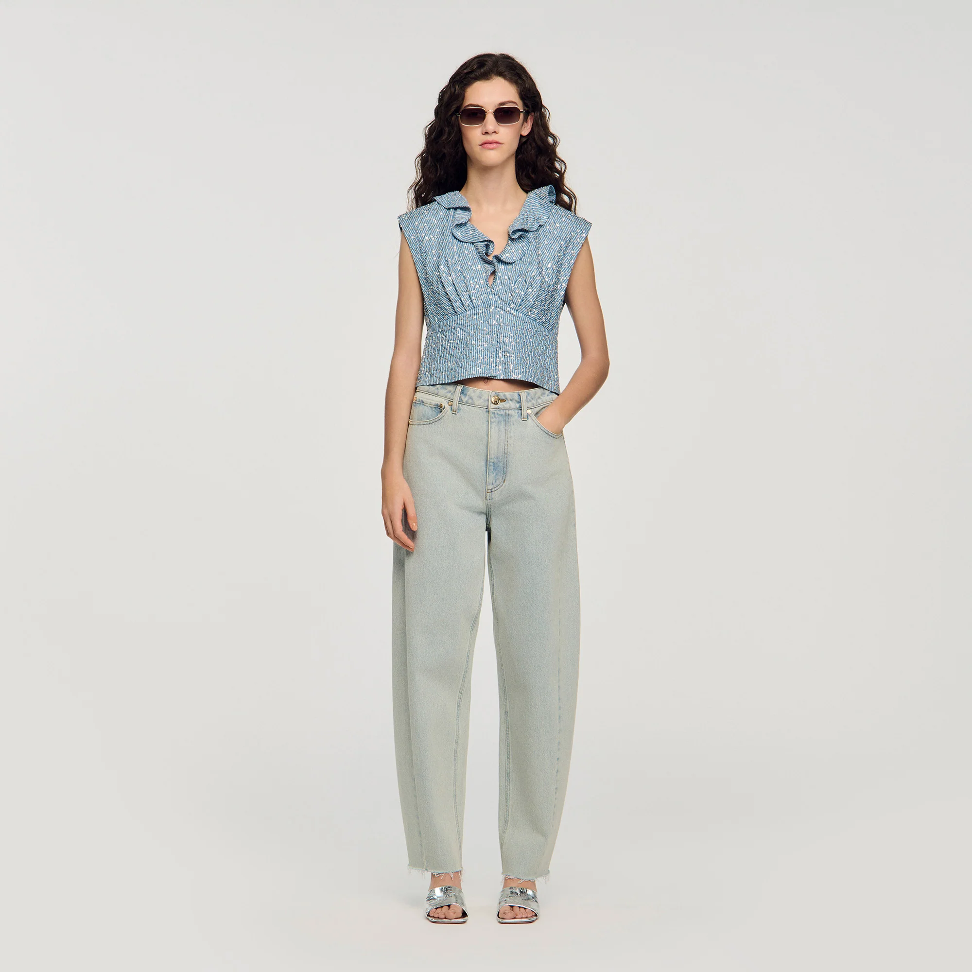 Iseo Sequin Top Blue