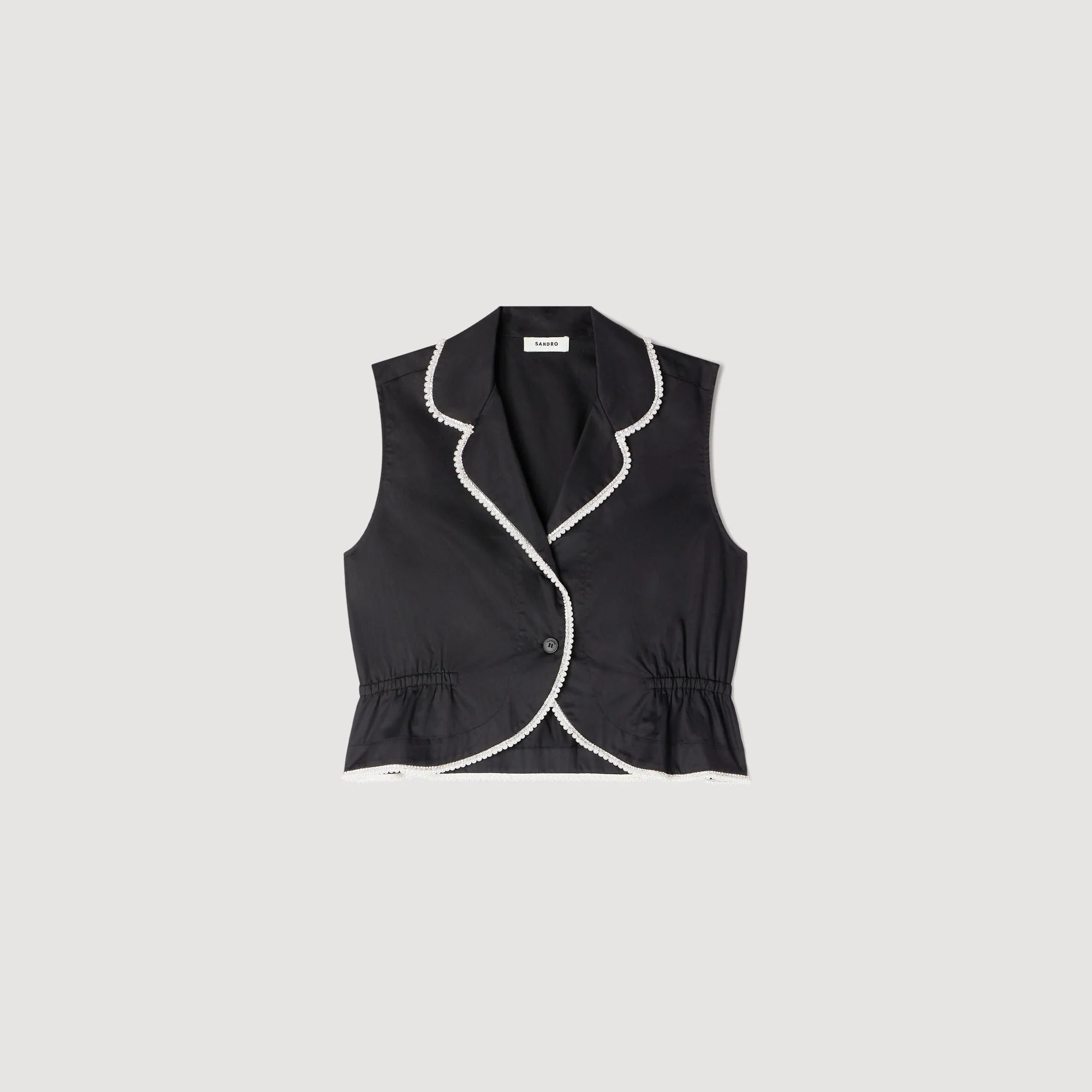 Aka Beaded Collar Top Black - Image 6