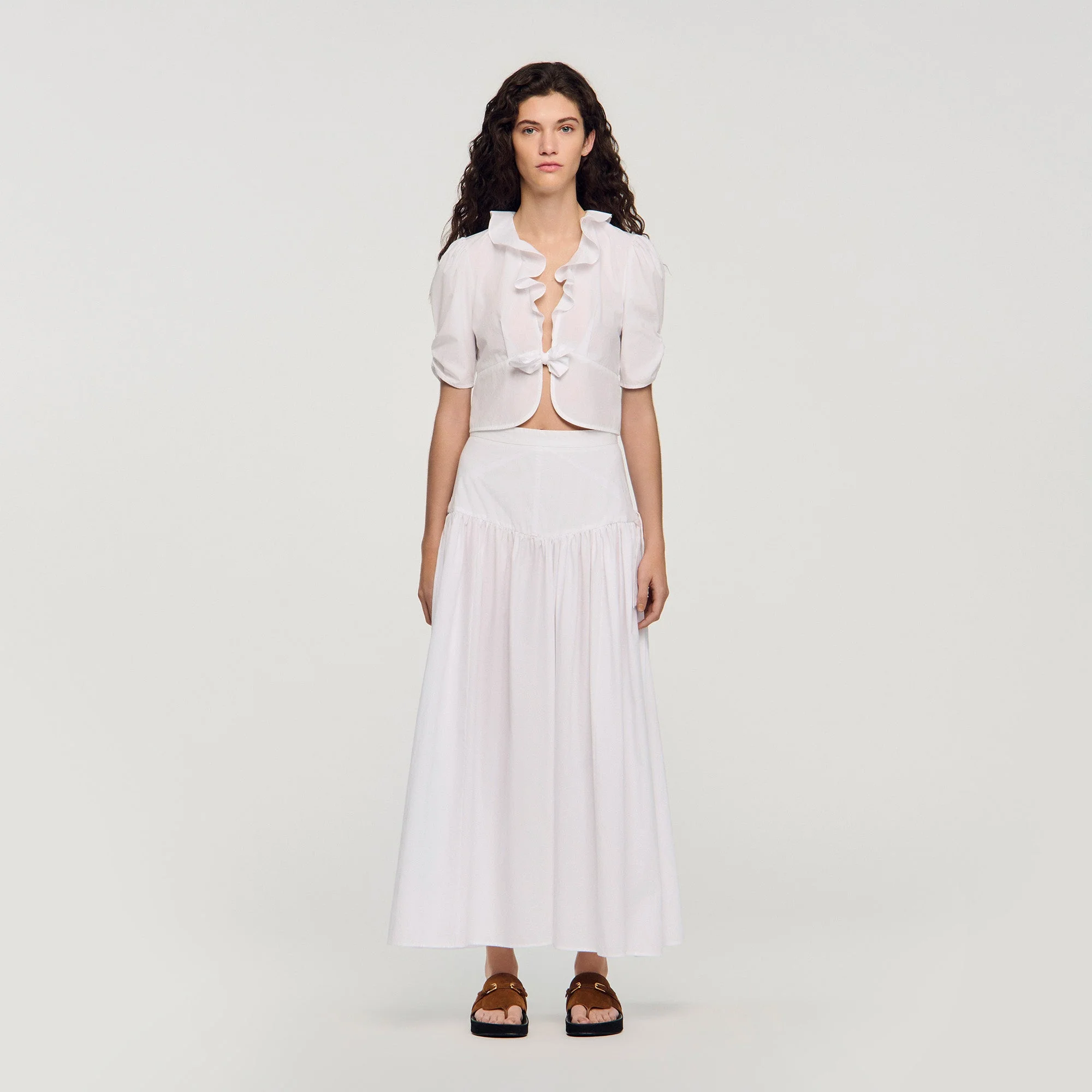 Aleo Ruffled Crop Top White - Image 2