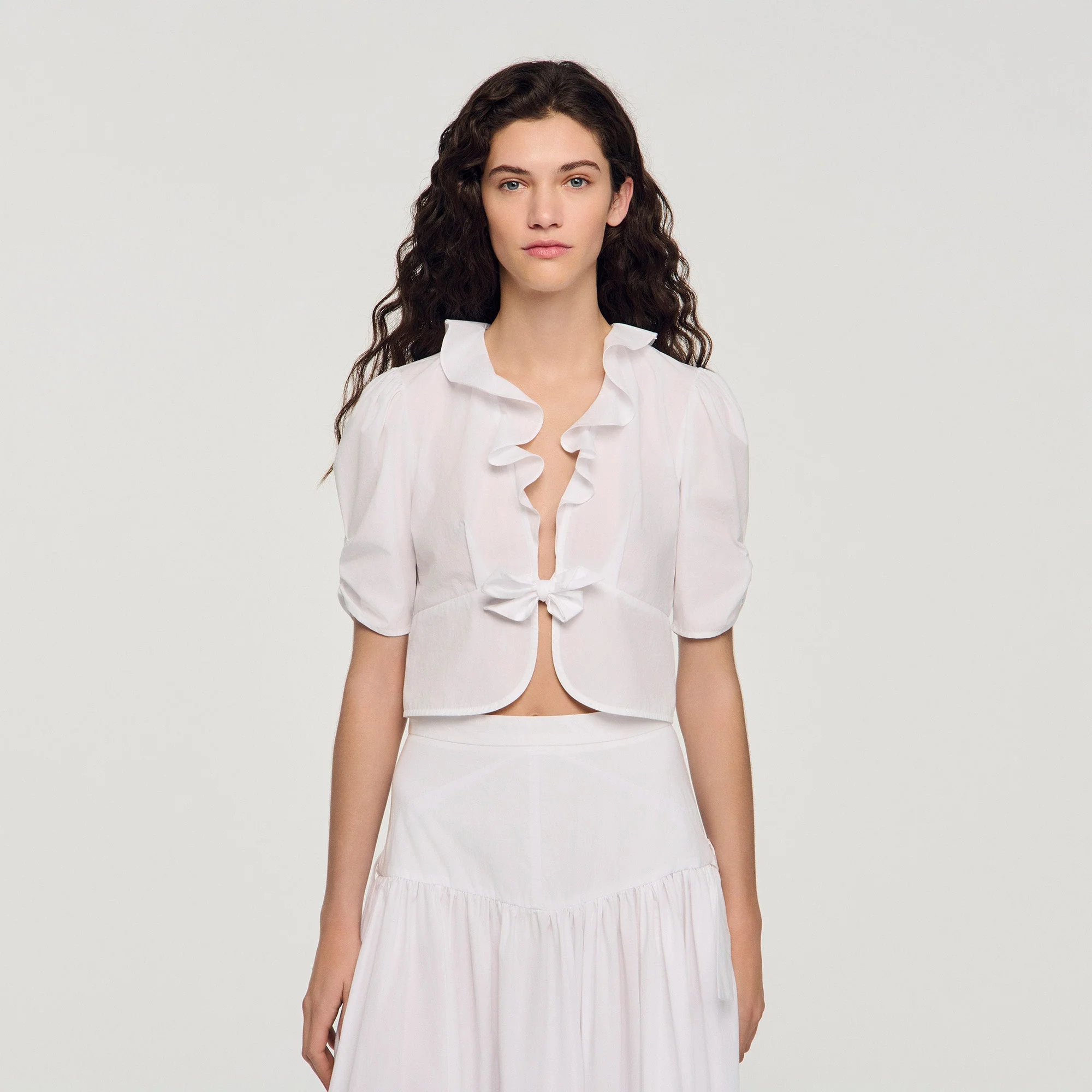 Aleo Ruffled Crop Top White - Image 4
