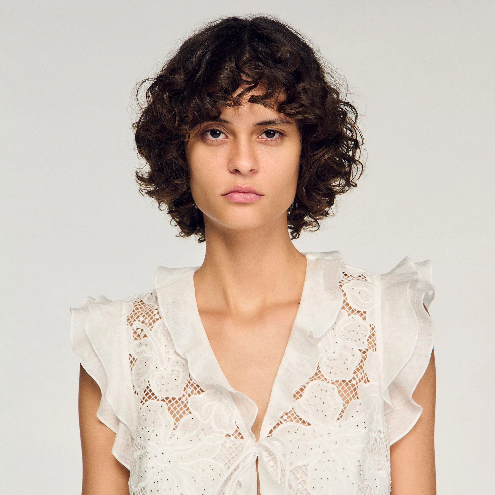 Nayana Guipure Lace Crop Top White - Image 3