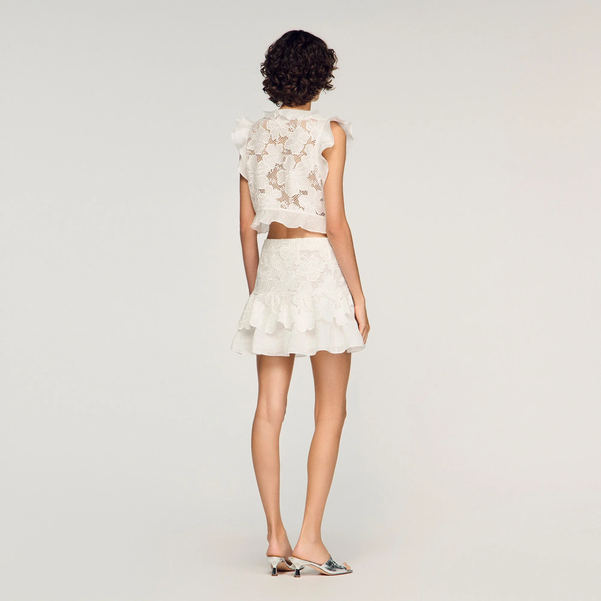 Nayana Guipure Lace Crop Top White - Image 5