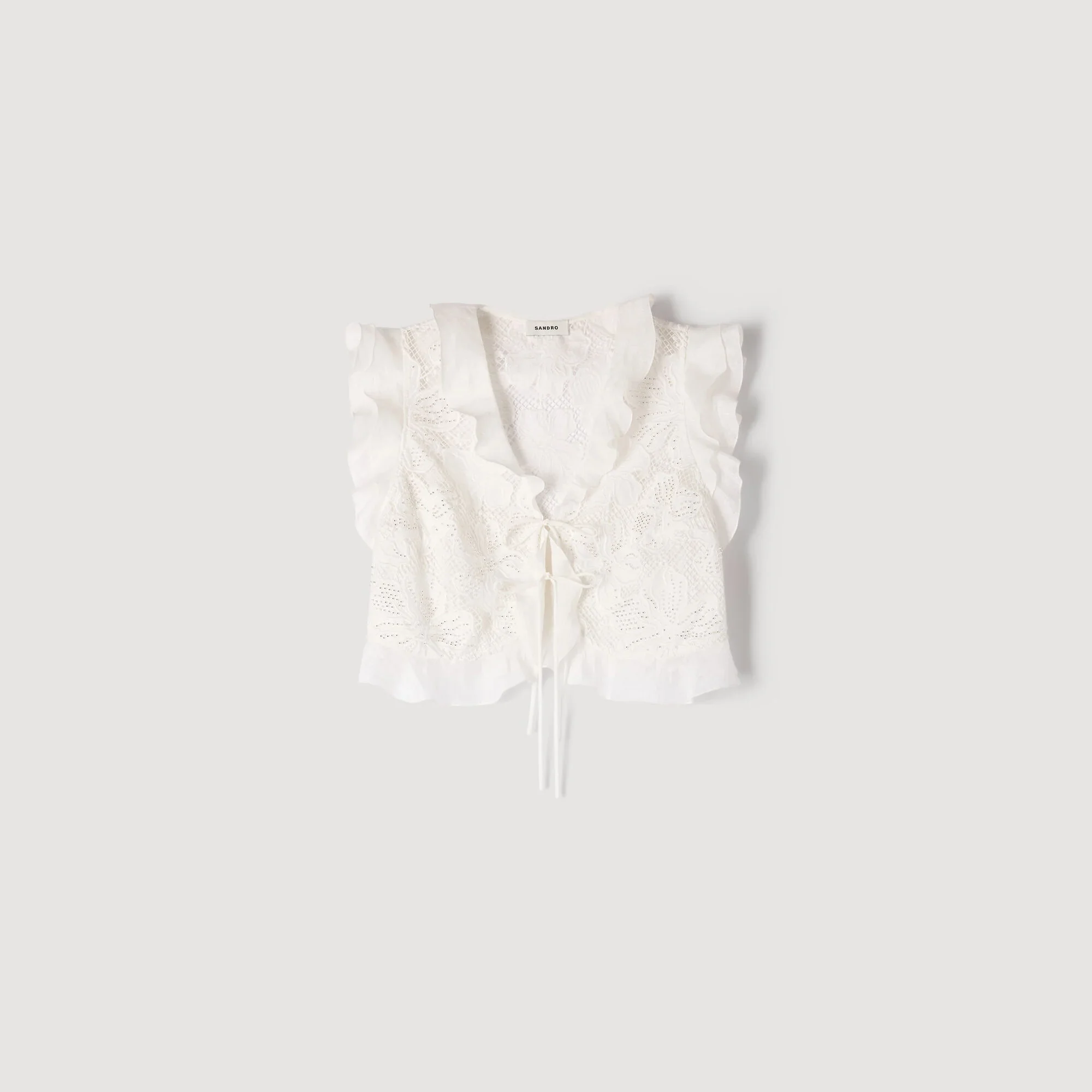 Nayana Guipure Lace Crop Top White - Image 6