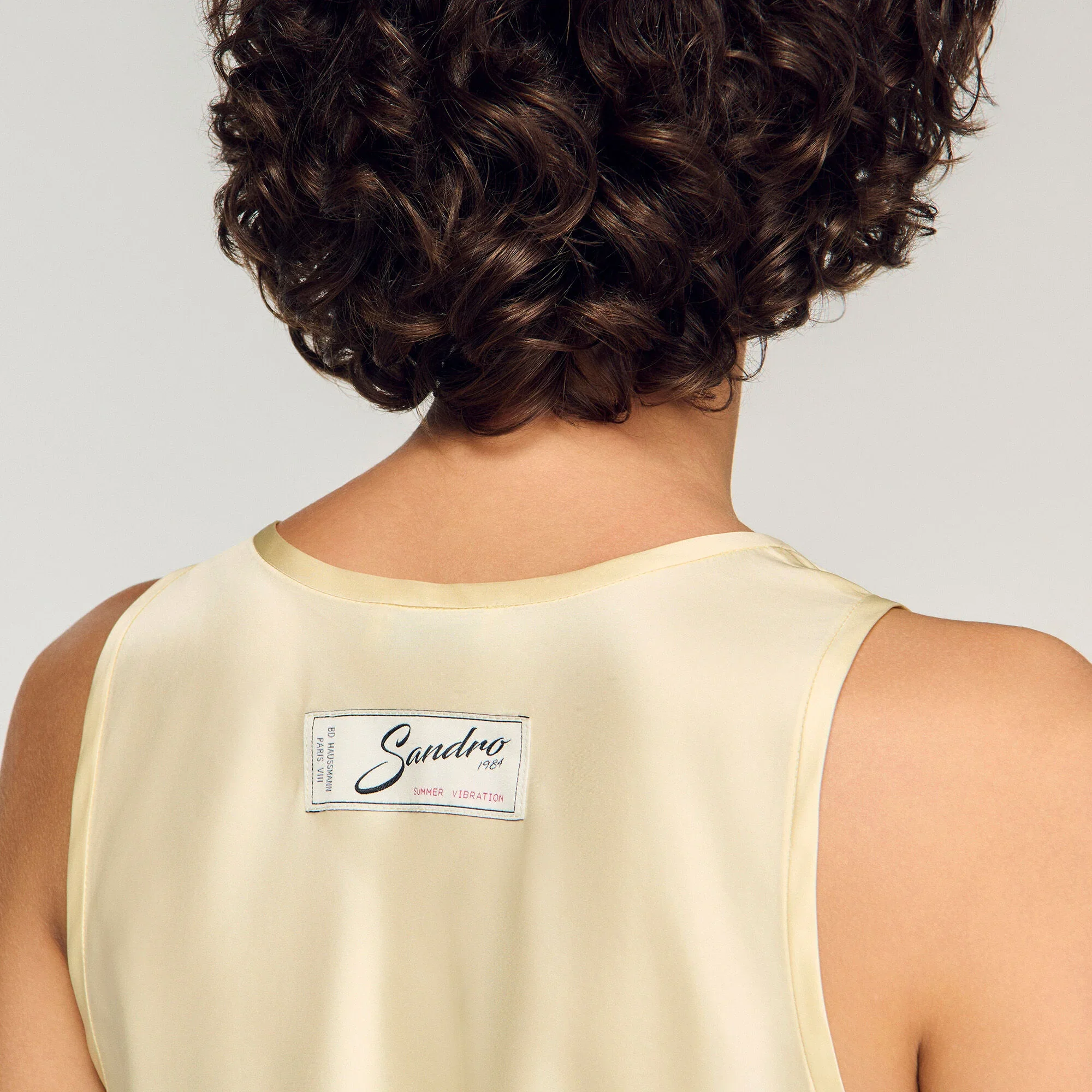 Nathalia Satin Top With Lace Trim Light Yellow - Image 3