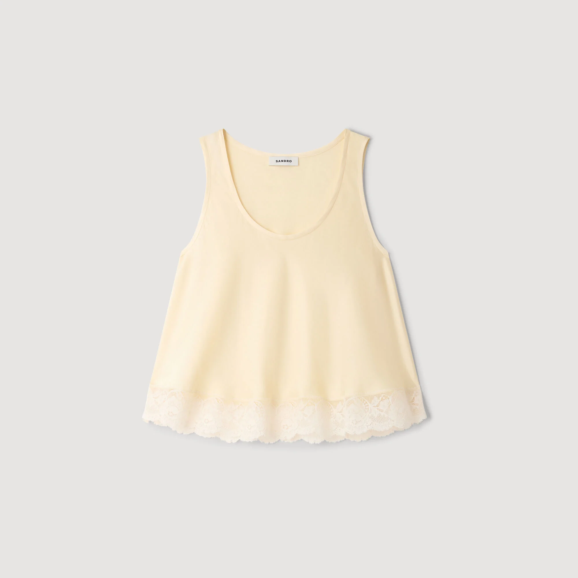 Nathalia Satin Top With Lace Trim Light Yellow - Image 6