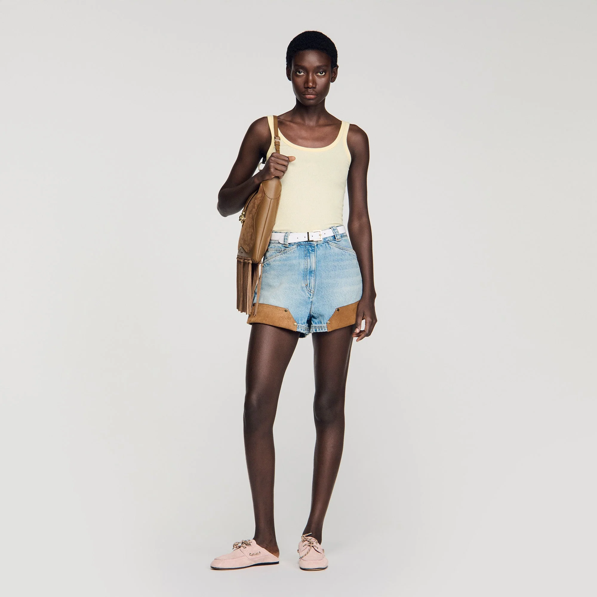 Vertige Ribbed Vest Top Light Yellow