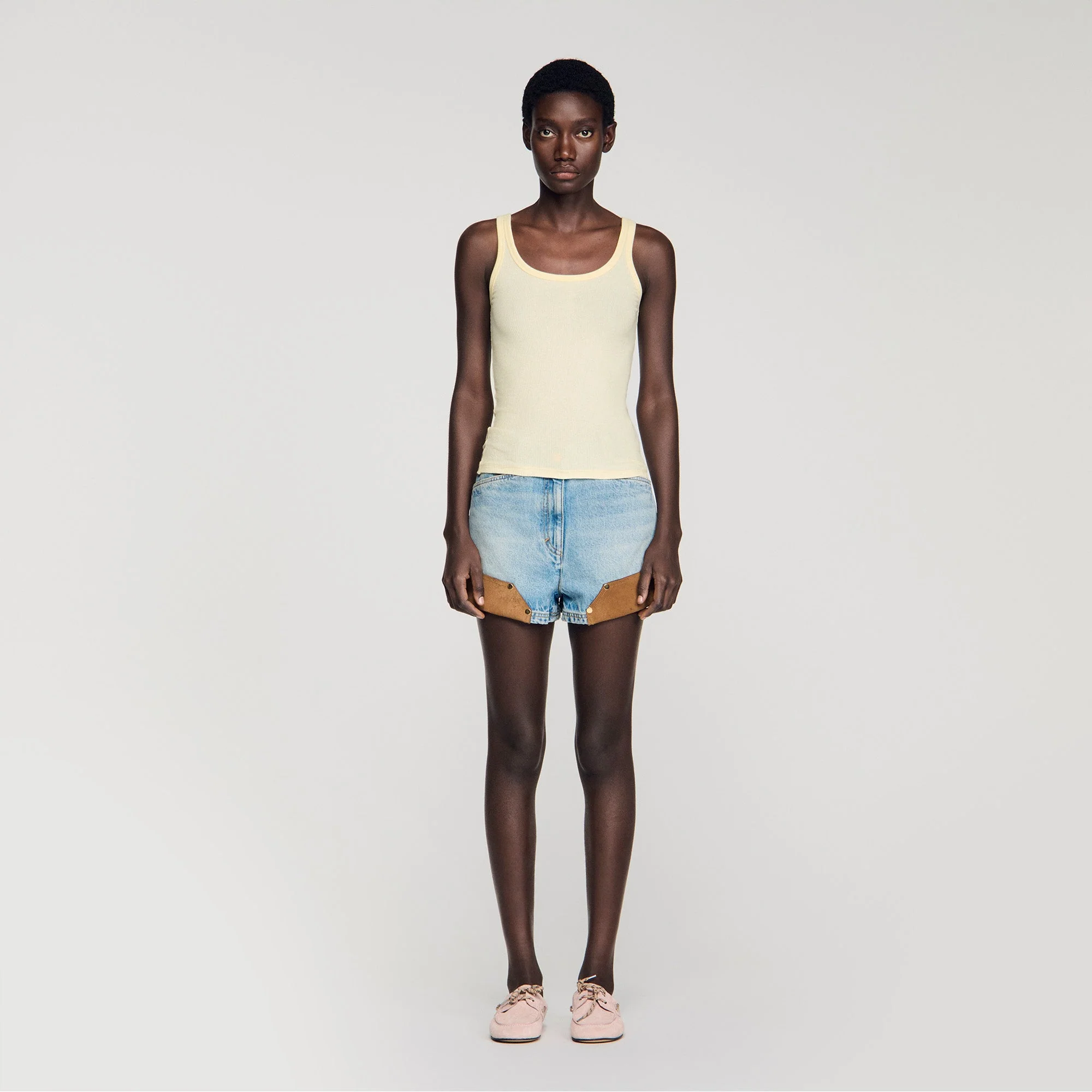 Vertige Ribbed Vest Top Light Yellow - Image 2