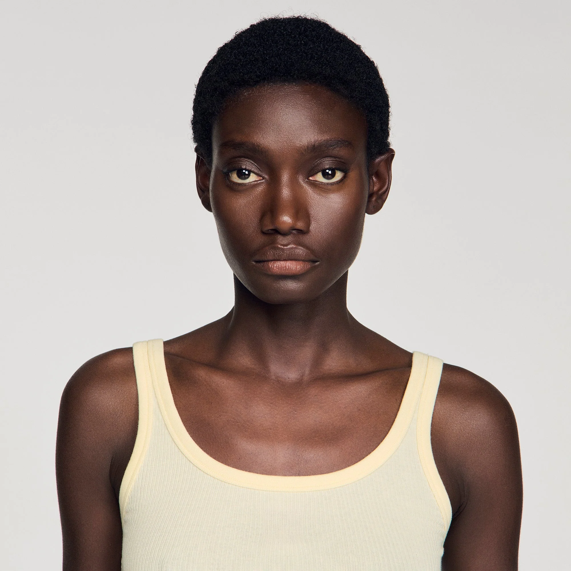 Vertige Ribbed Vest Top Light Yellow - Image 3