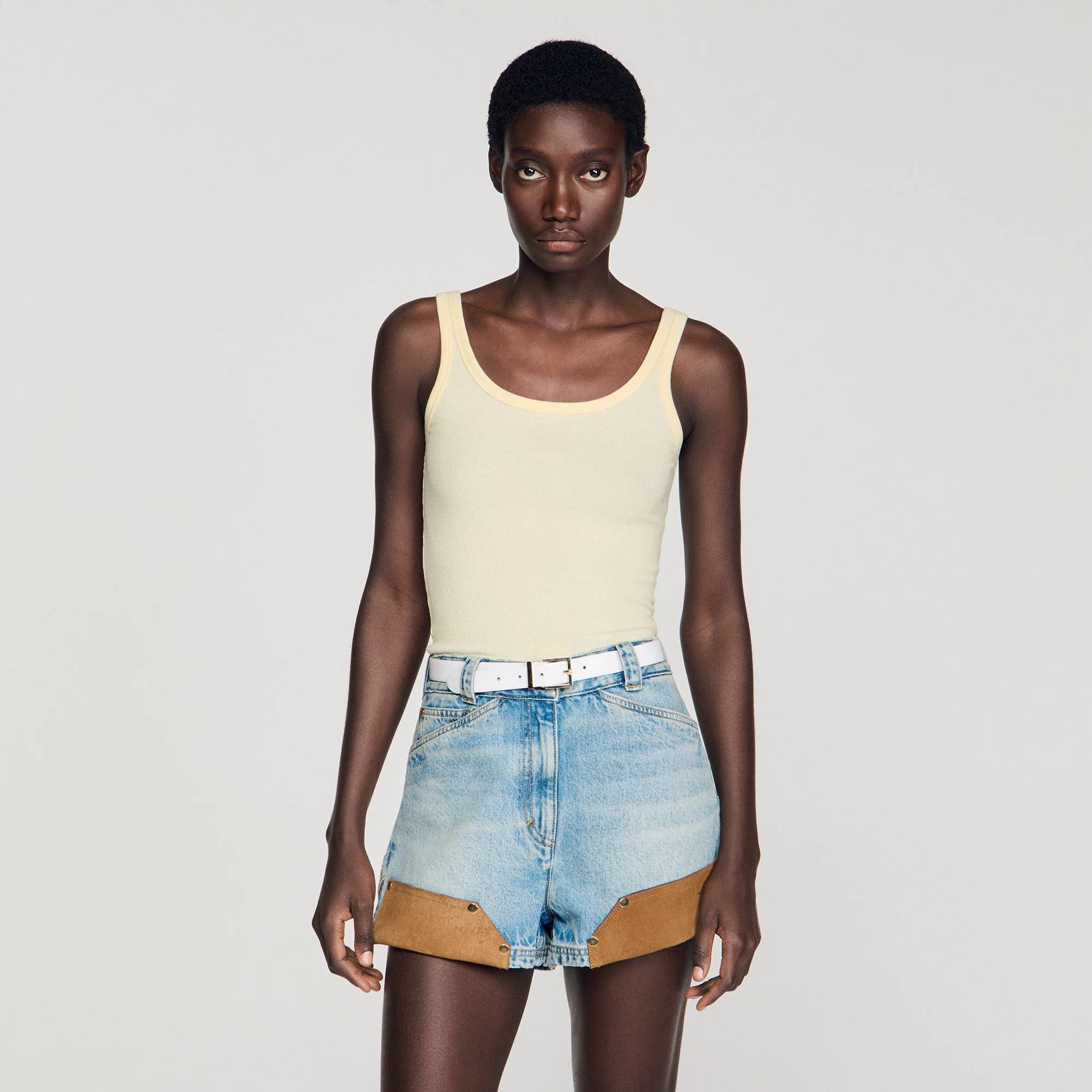 Vertige Ribbed Vest Top Light Yellow - Image 4