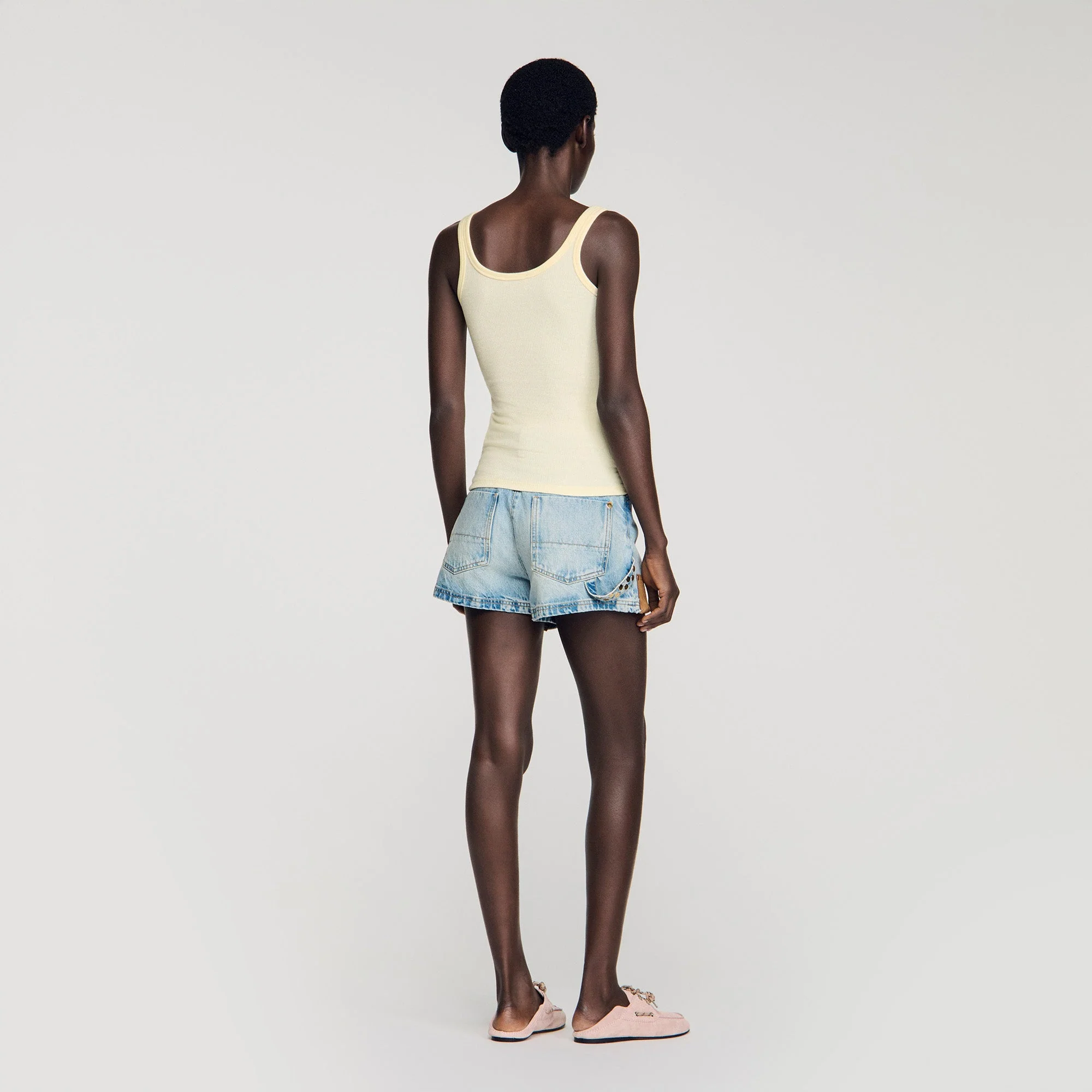 Vertige Ribbed Vest Top Light Yellow - Image 5