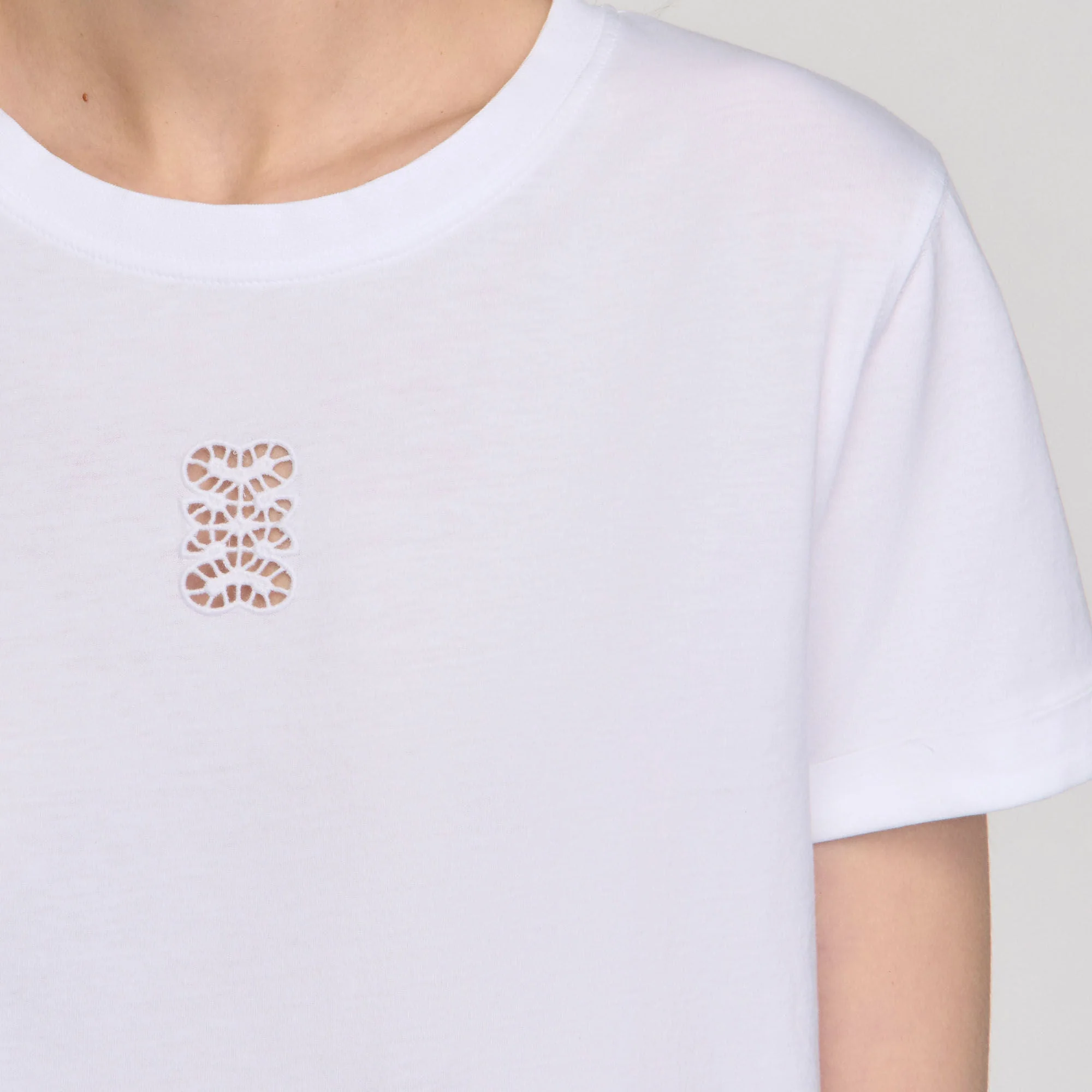 Ezra Cotton T-Shirt With Embroidery White - Image 3