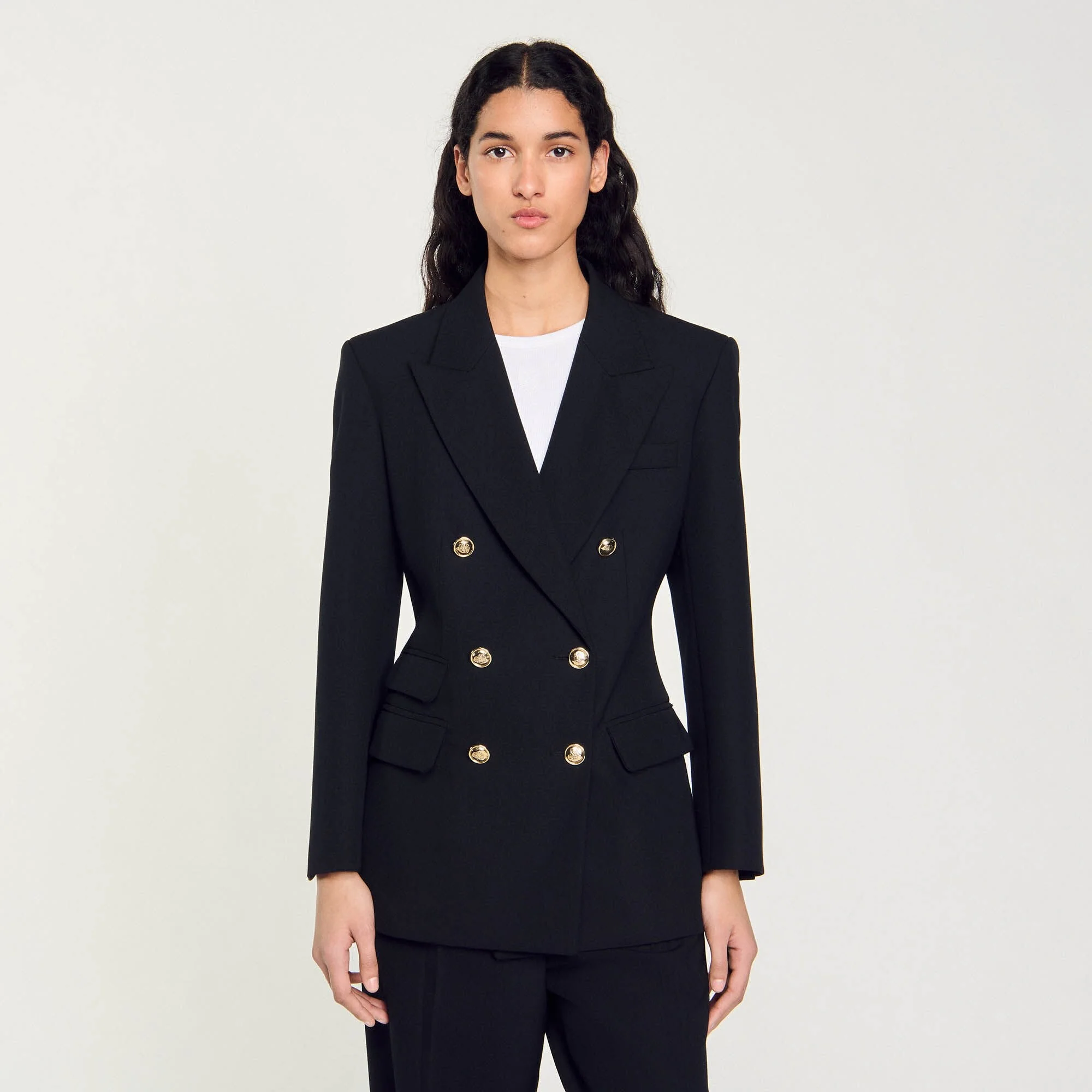 Toscane Double-Breasted Suit Jacket Black - Image 4