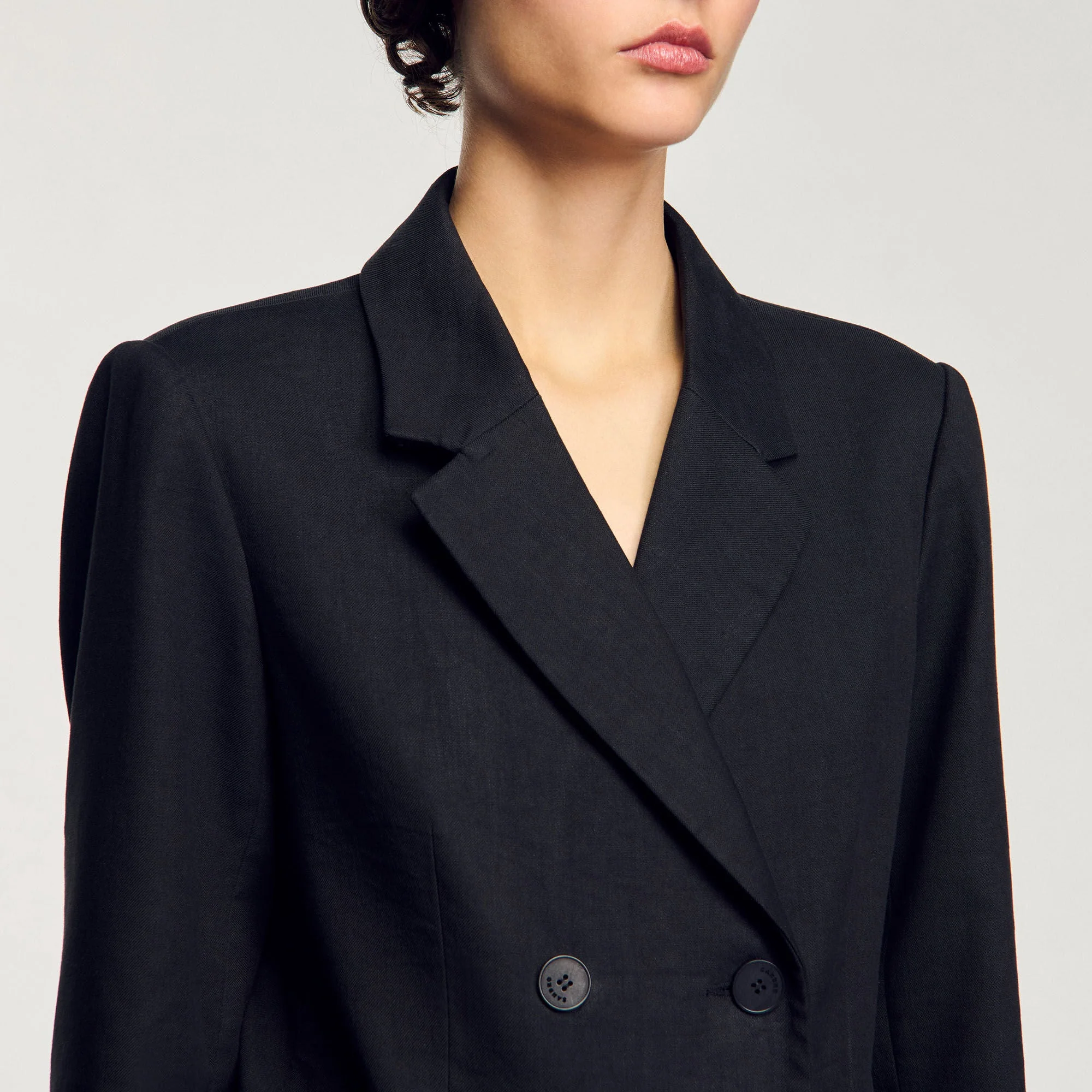 Pastel Double-Breasted Suit Jacket Black - Image 3