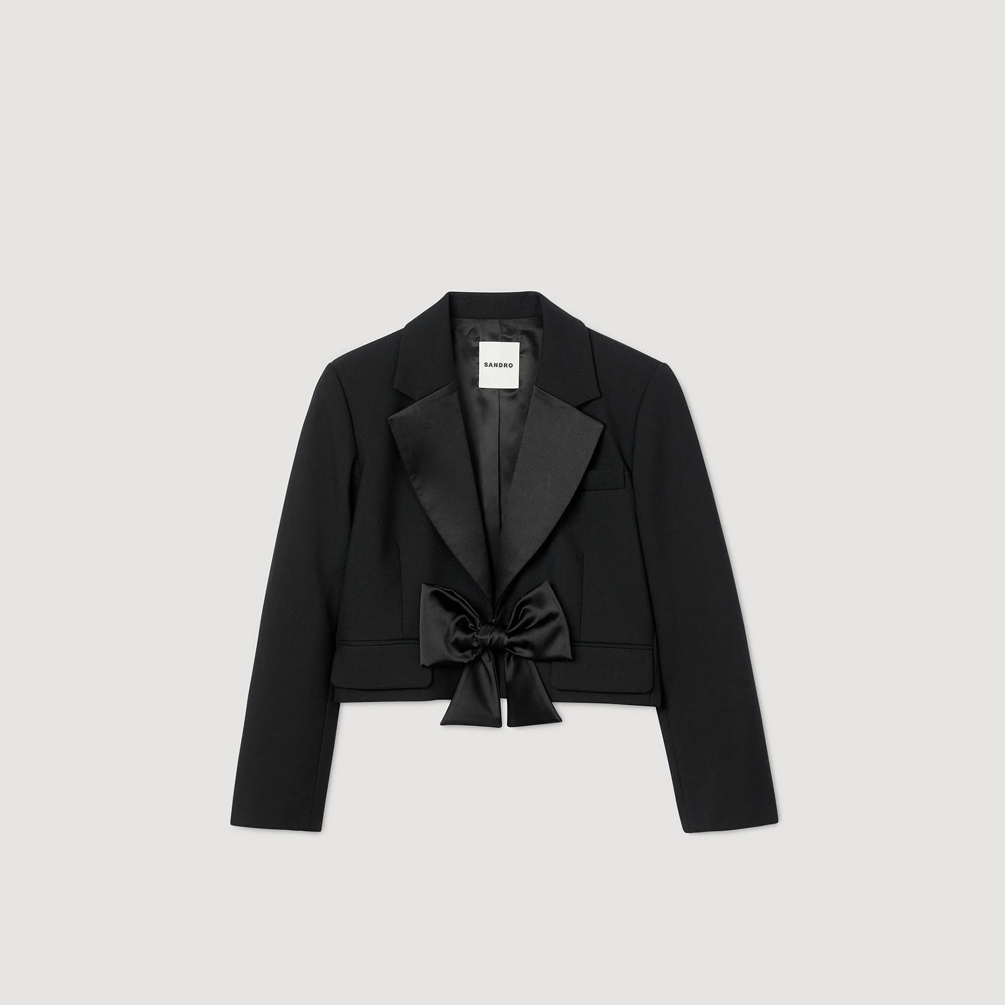 Altesse Short Satin Bow Jacket Black - Image 6